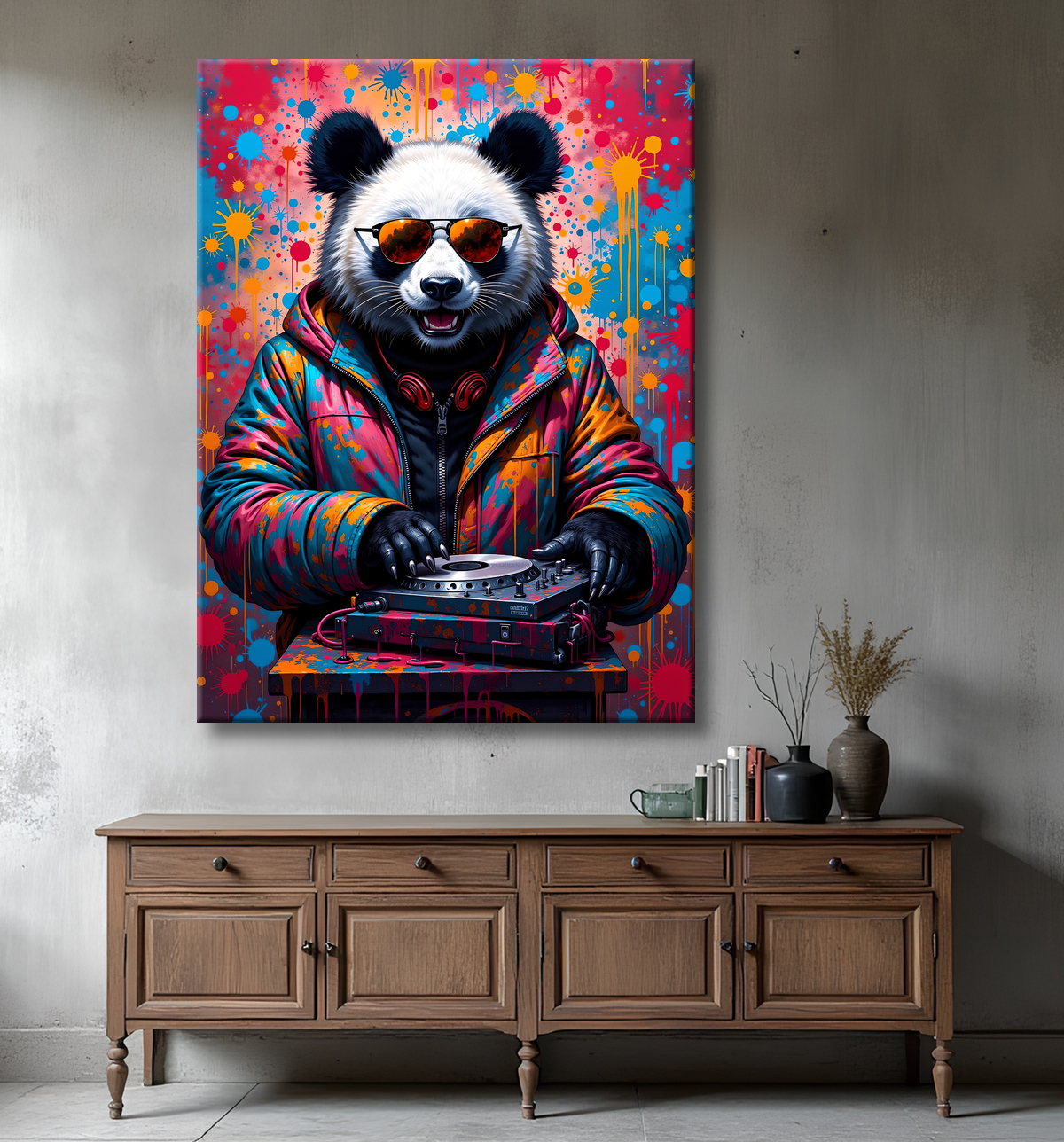Tableau panda graffiti - Art mural coloré et surprenant avec decor