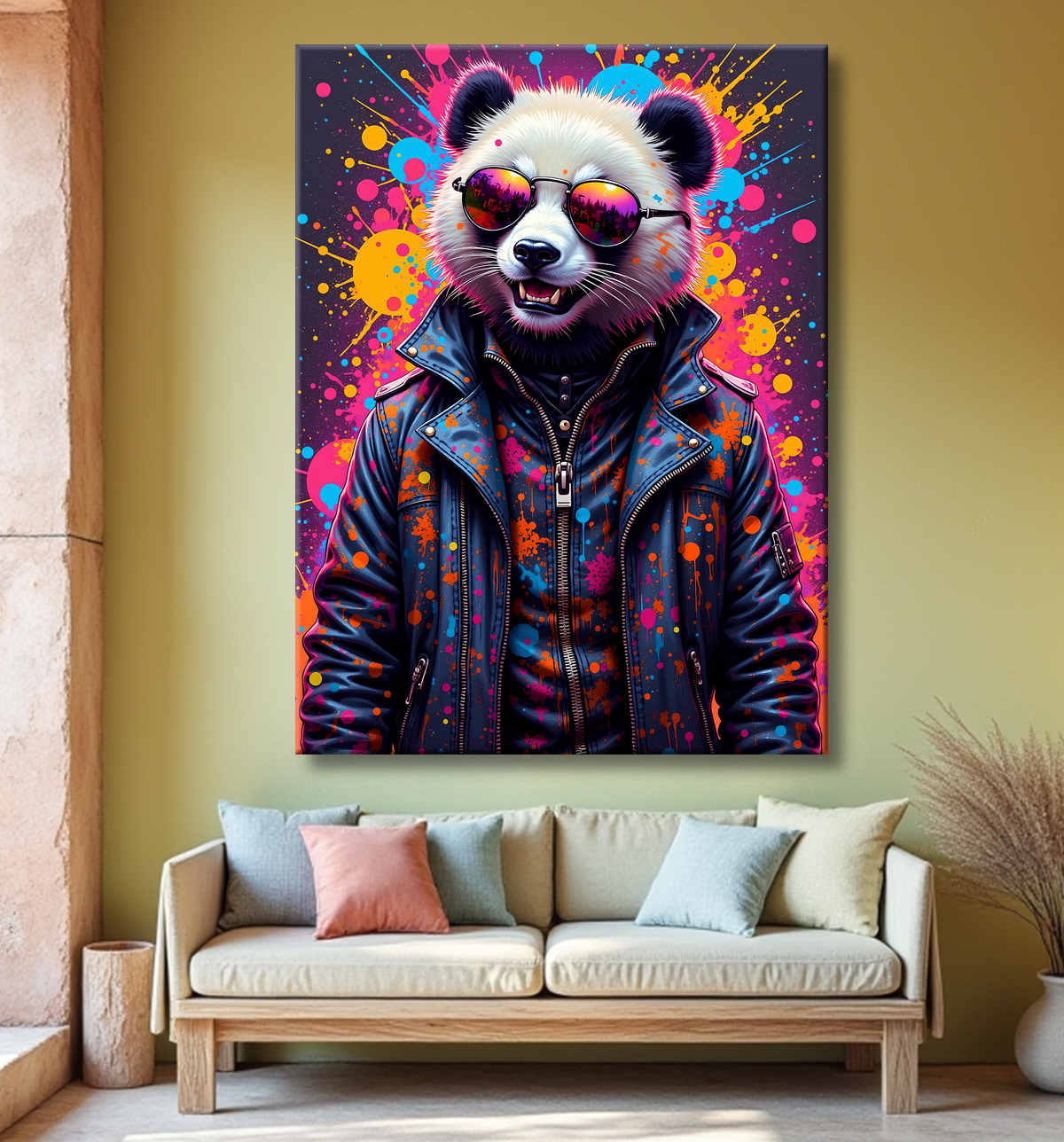 Tableau panda graffiti - Art mural coloré et surprenant avec decor