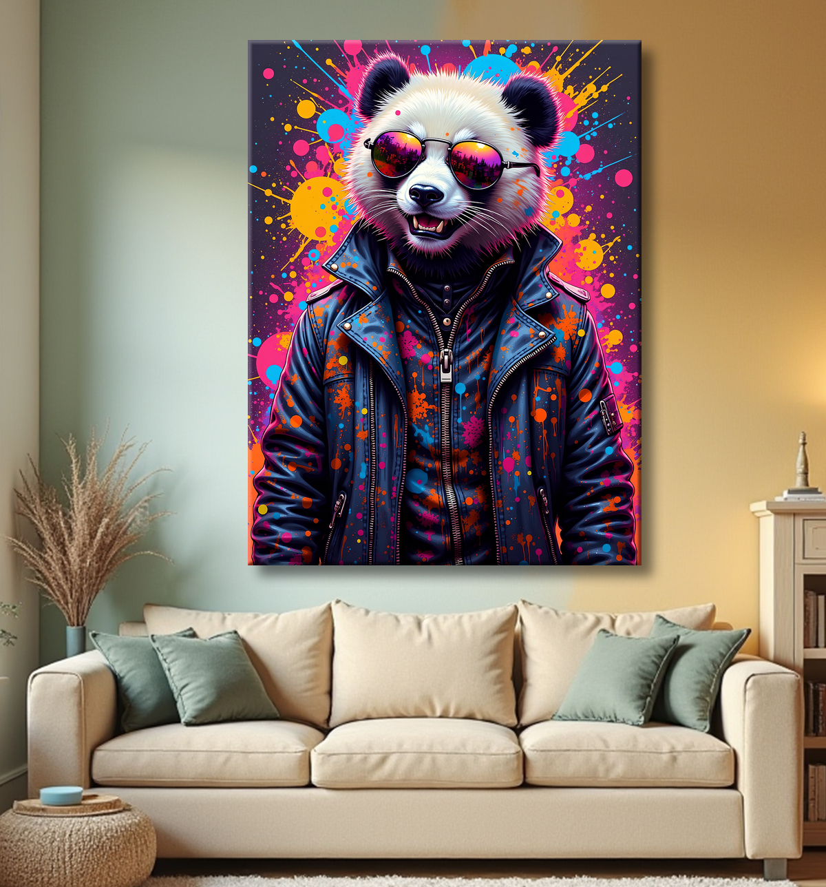 Tableau panda graffiti - Art mural coloré et surprenant avec decor