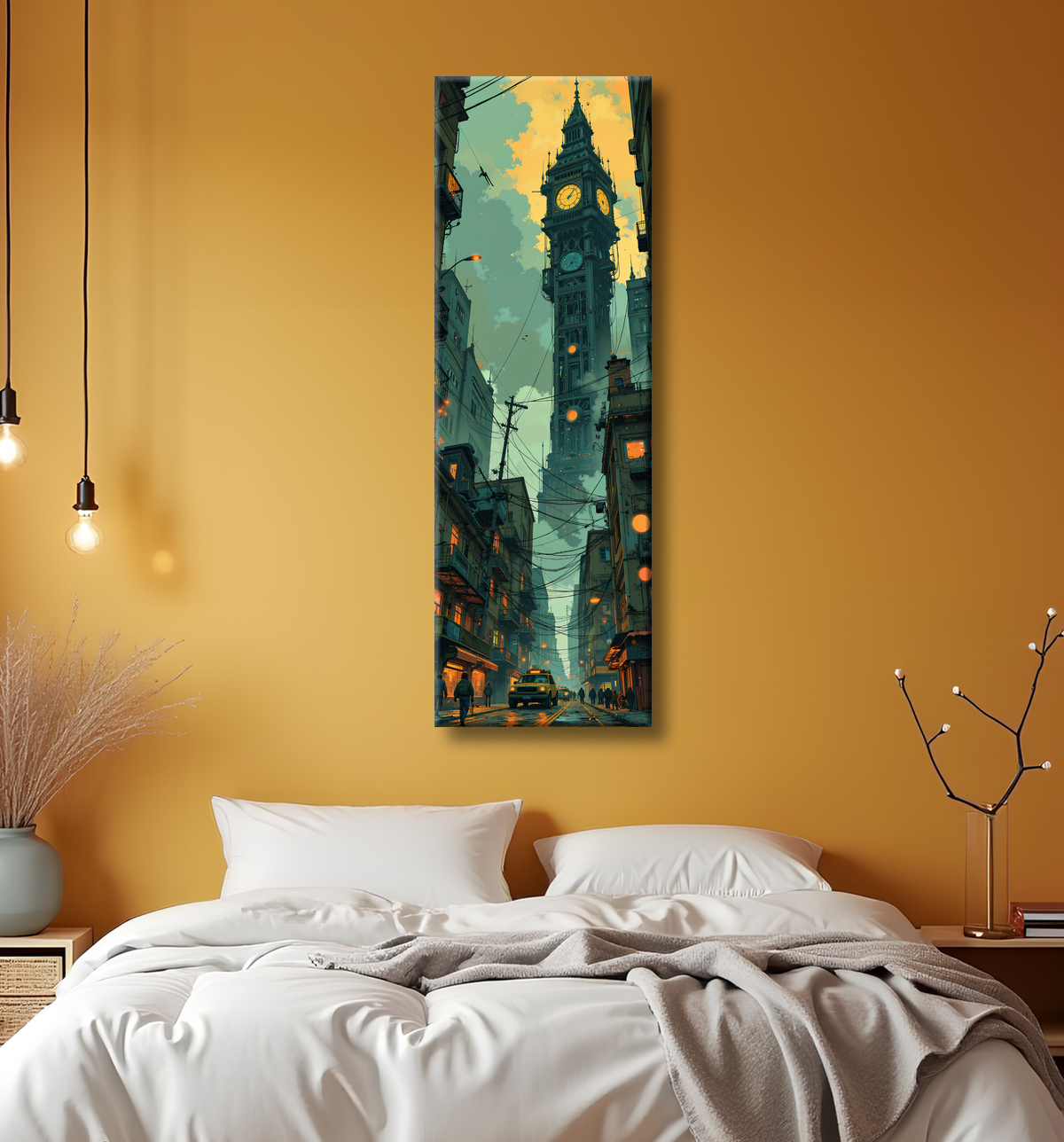 Tableau paysage urbain science-fiction avec decor