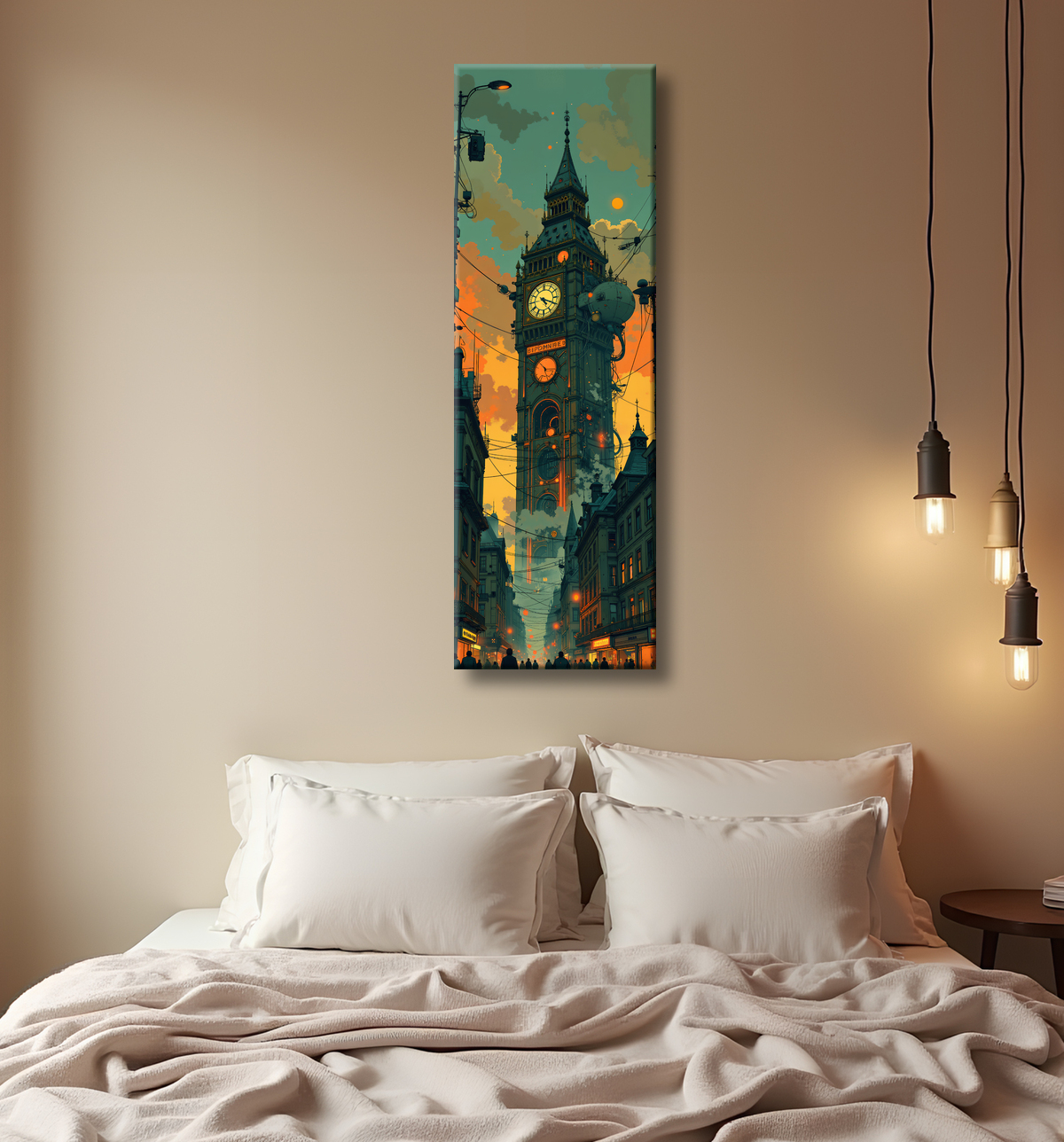 Tableau paysage urbain science-fiction avec decor