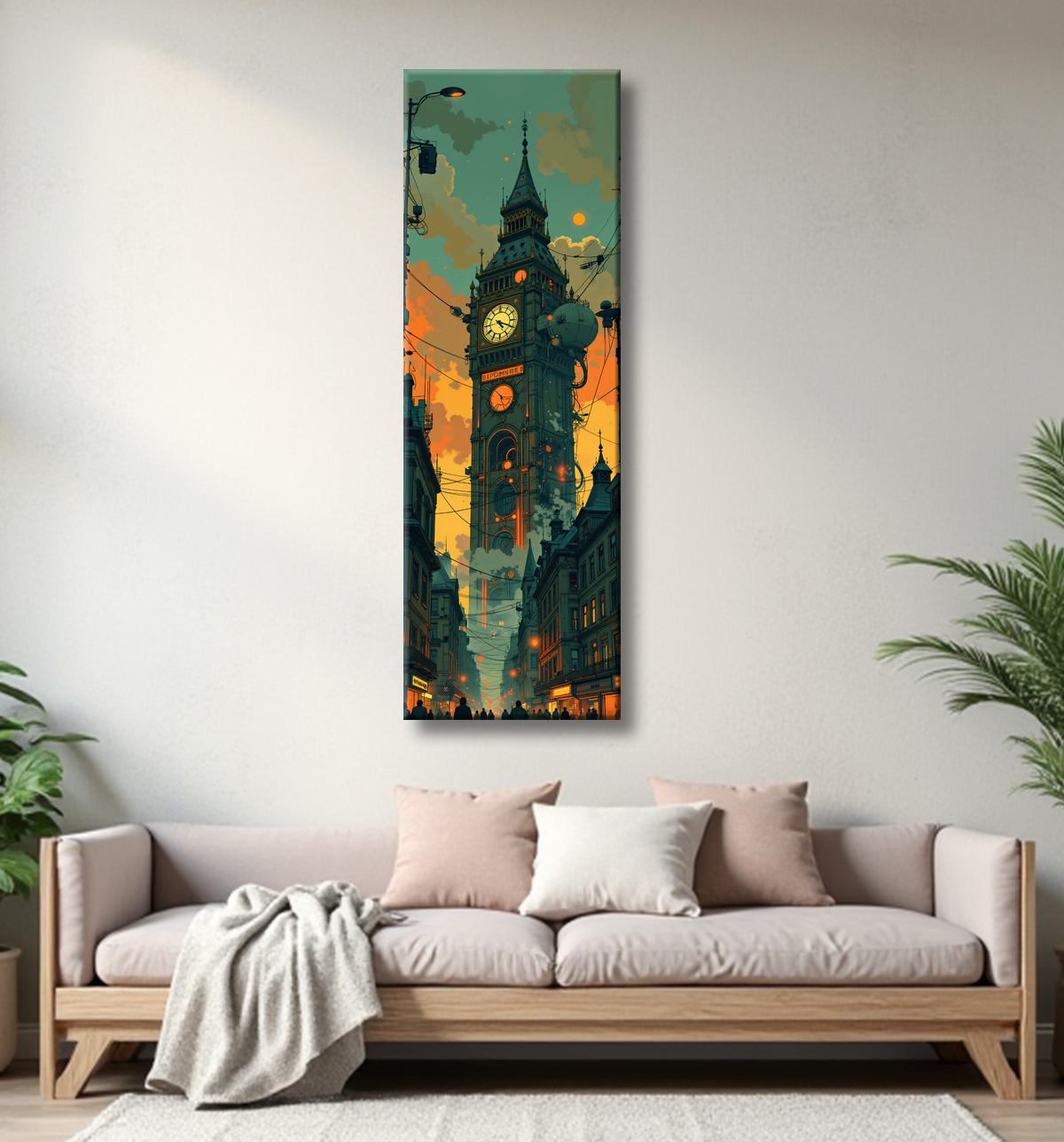 Tableau urbain futuriste dans un univers de science-fiction, sans référence à une ville existante. Architecture visionnaire et ambiance stylisée entre IA et bande dessinée.