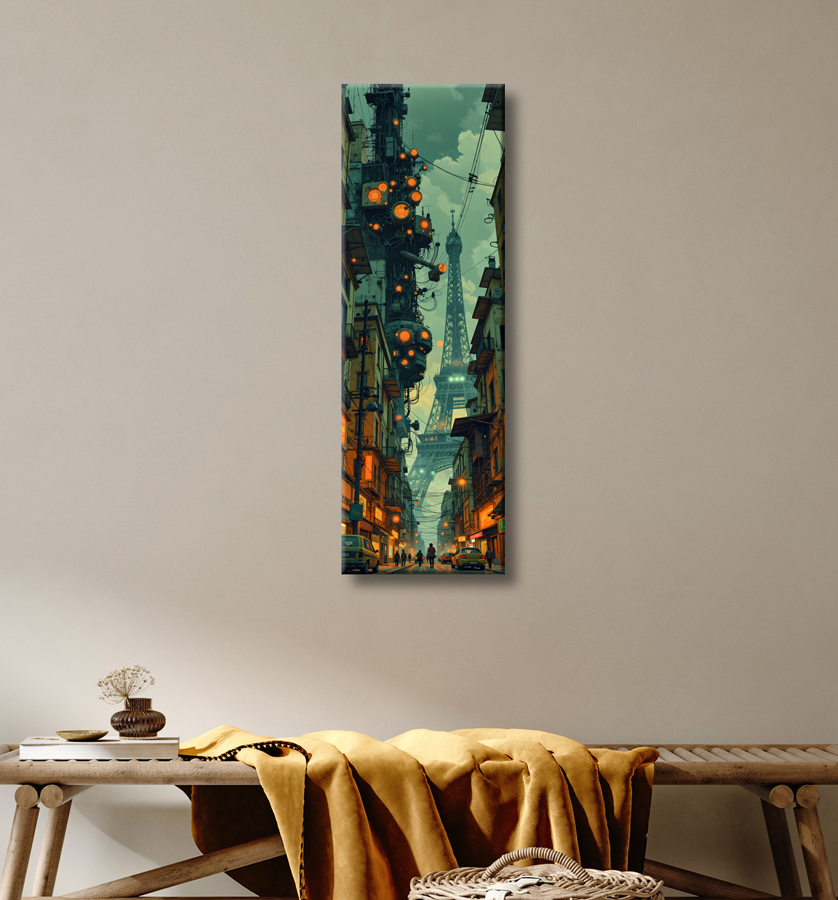 Tableau paysage urbain science-fiction avec decor
