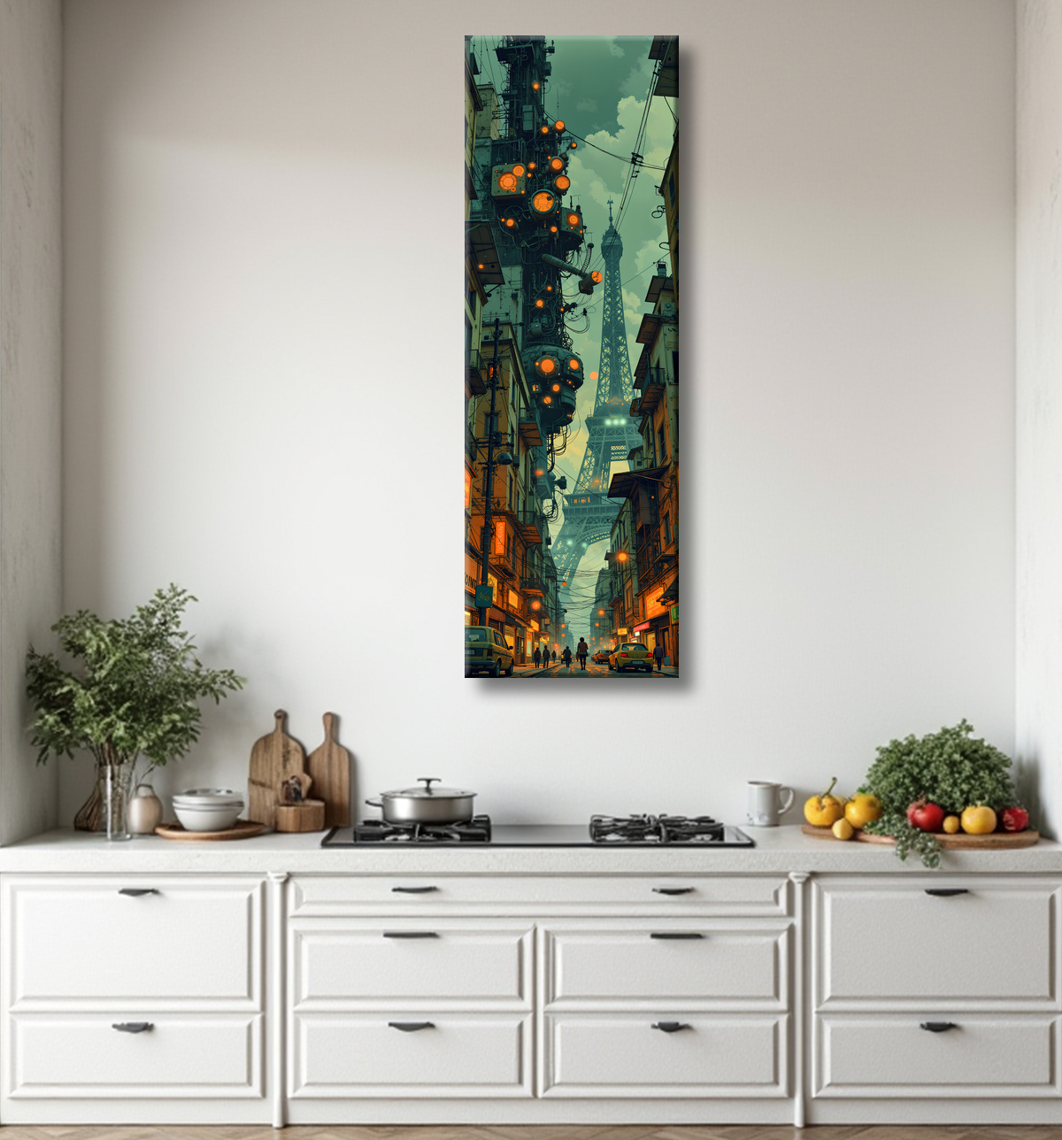 Tableau paysage urbain science-fiction avec decor