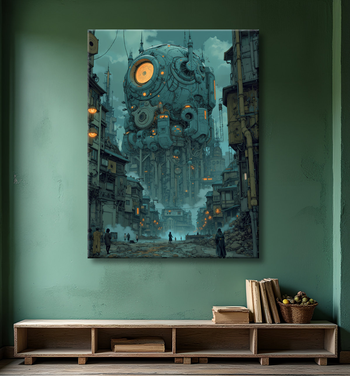 Tableau paysage urbain science-fiction avec decor