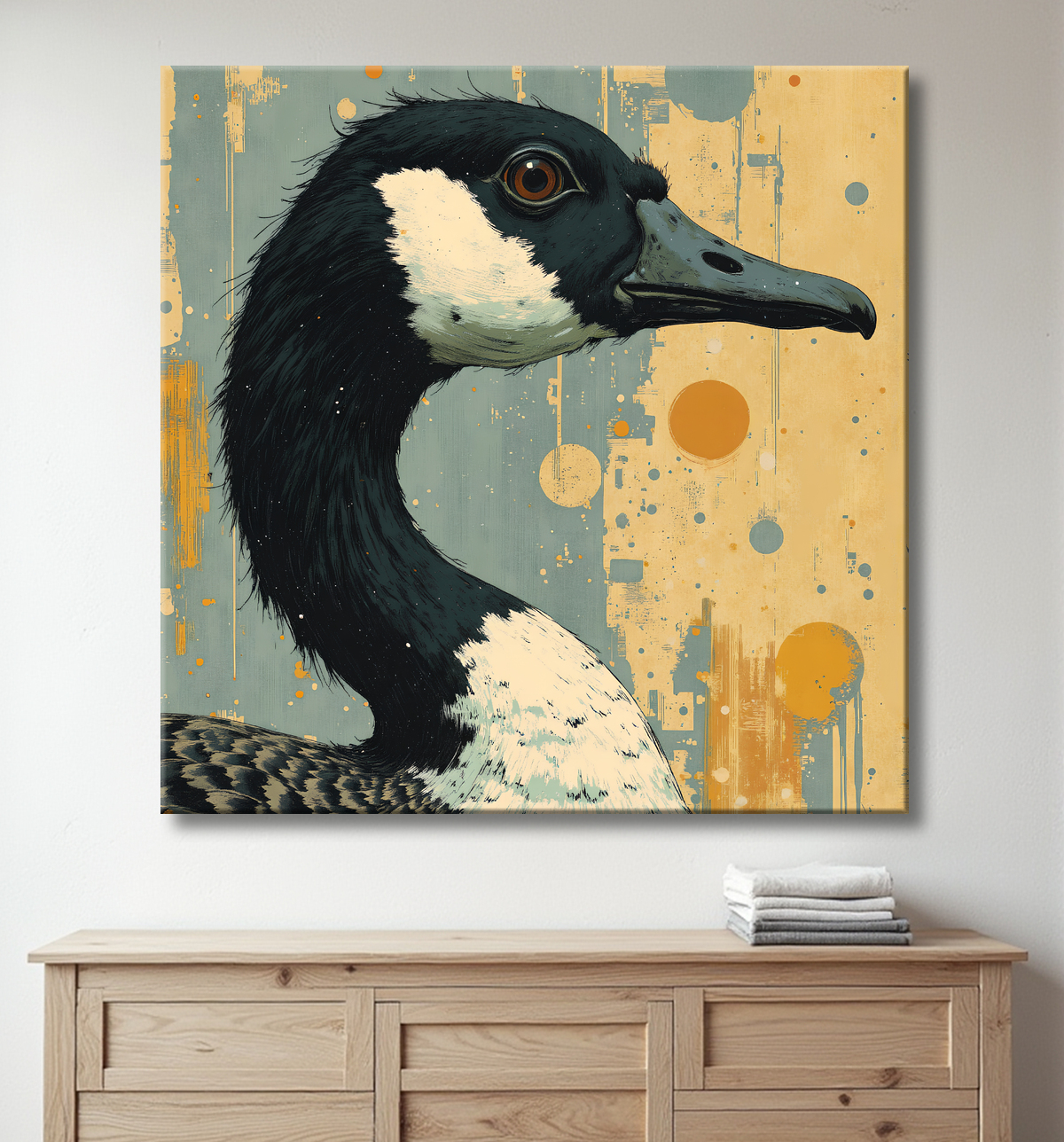 Tableau canard et oie moderne - Peinture animalière expressive avec decor