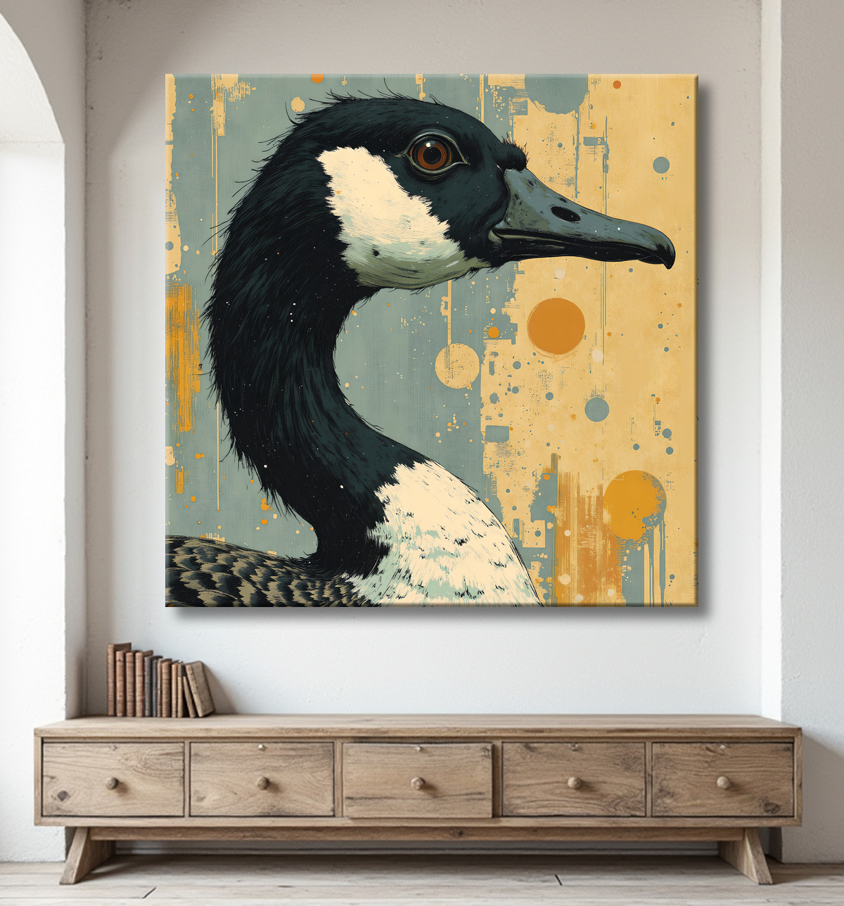 Tableau canard et oie moderne - Peinture animalière expressive avec decor