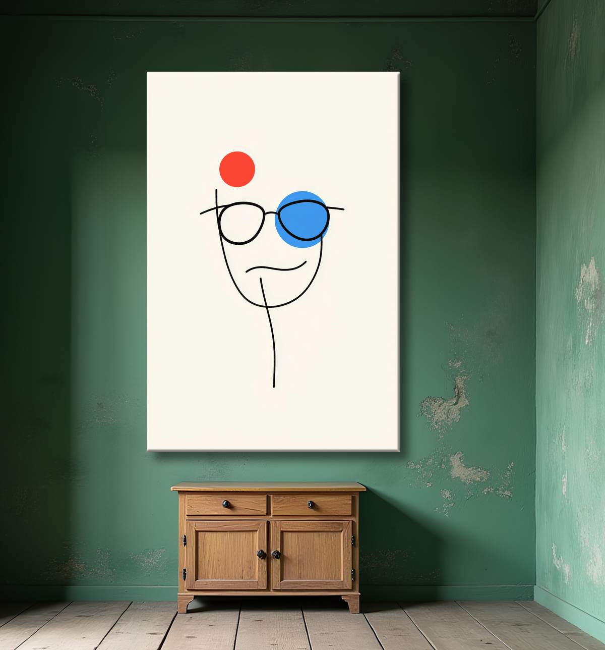 Tableau portrait minimaliste avec decor