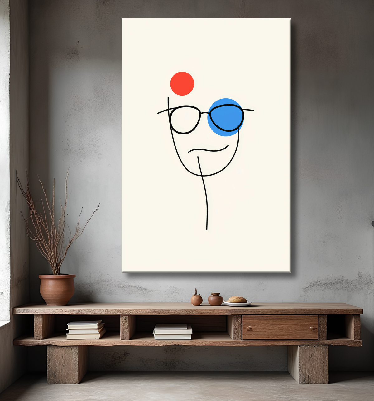 Tableau portrait minimaliste avec decor
