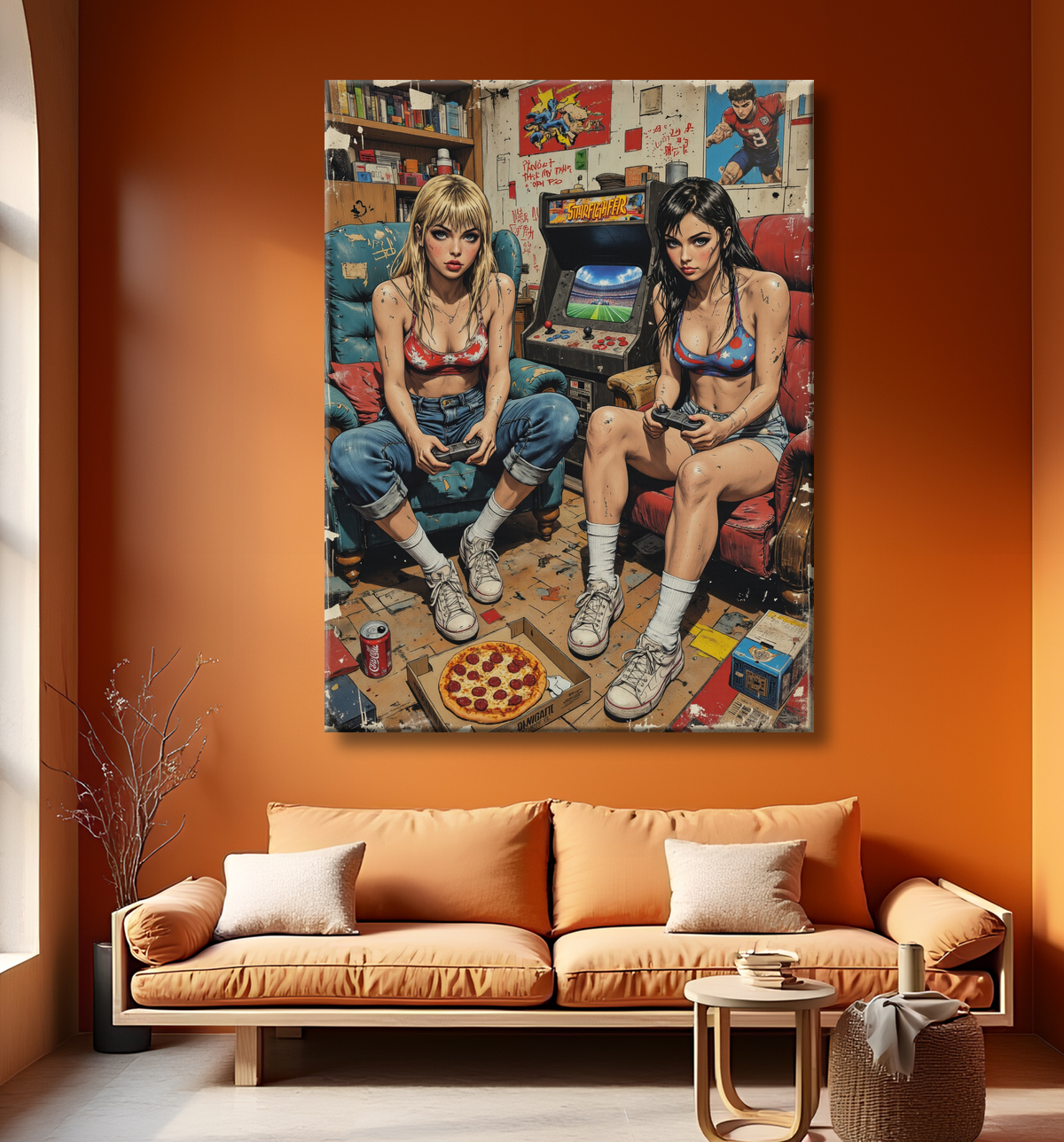 2 Gameuses : tableau street art ambiance destroy avec decor