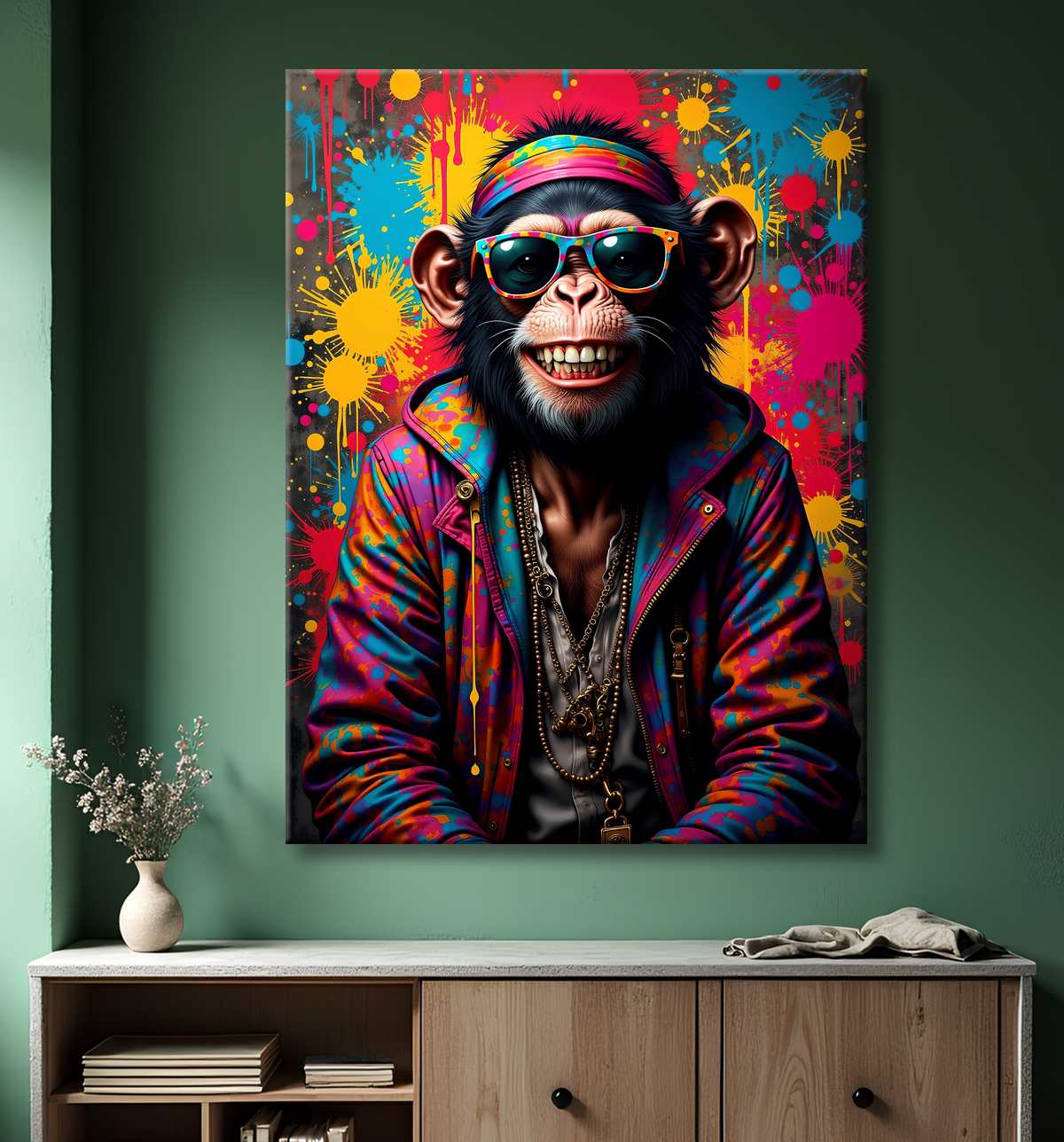 Tableau singe graffiti - Décoration urbaine et colorée avec decor