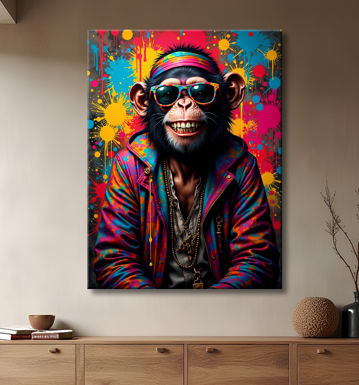 Tableau singe graffiti - Décoration urbaine et colorée avec decor