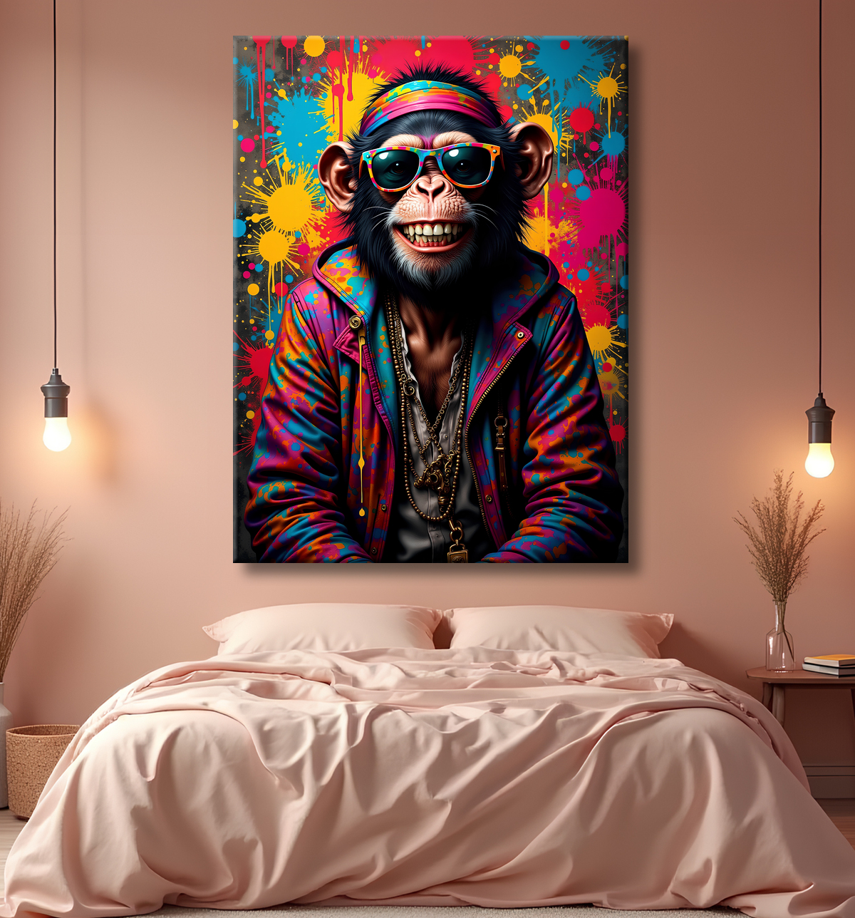 Tableau singe graffiti - Décoration urbaine et colorée avec decor