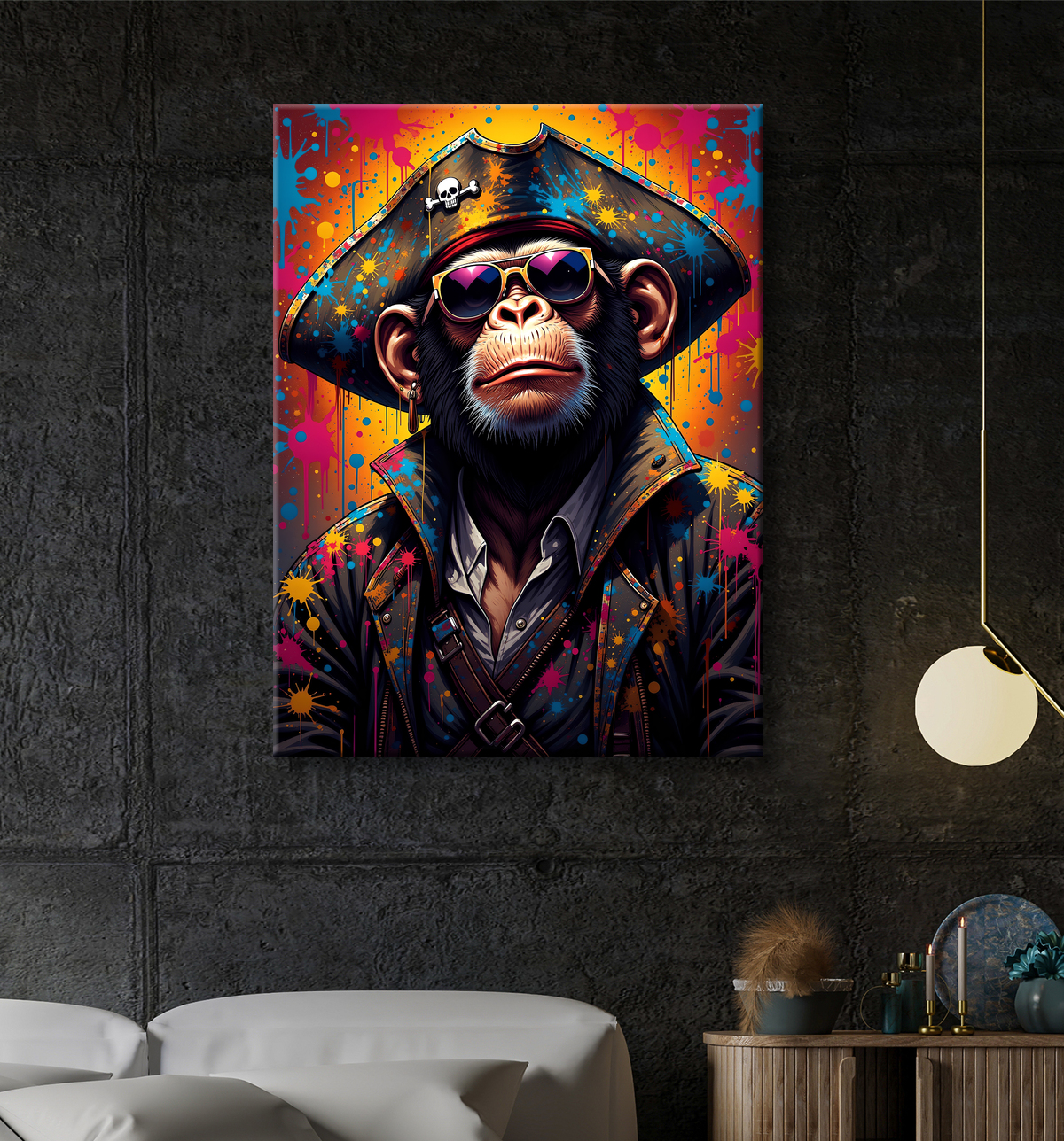 Tableau singe graffiti - Décoration urbaine et colorée avec decor