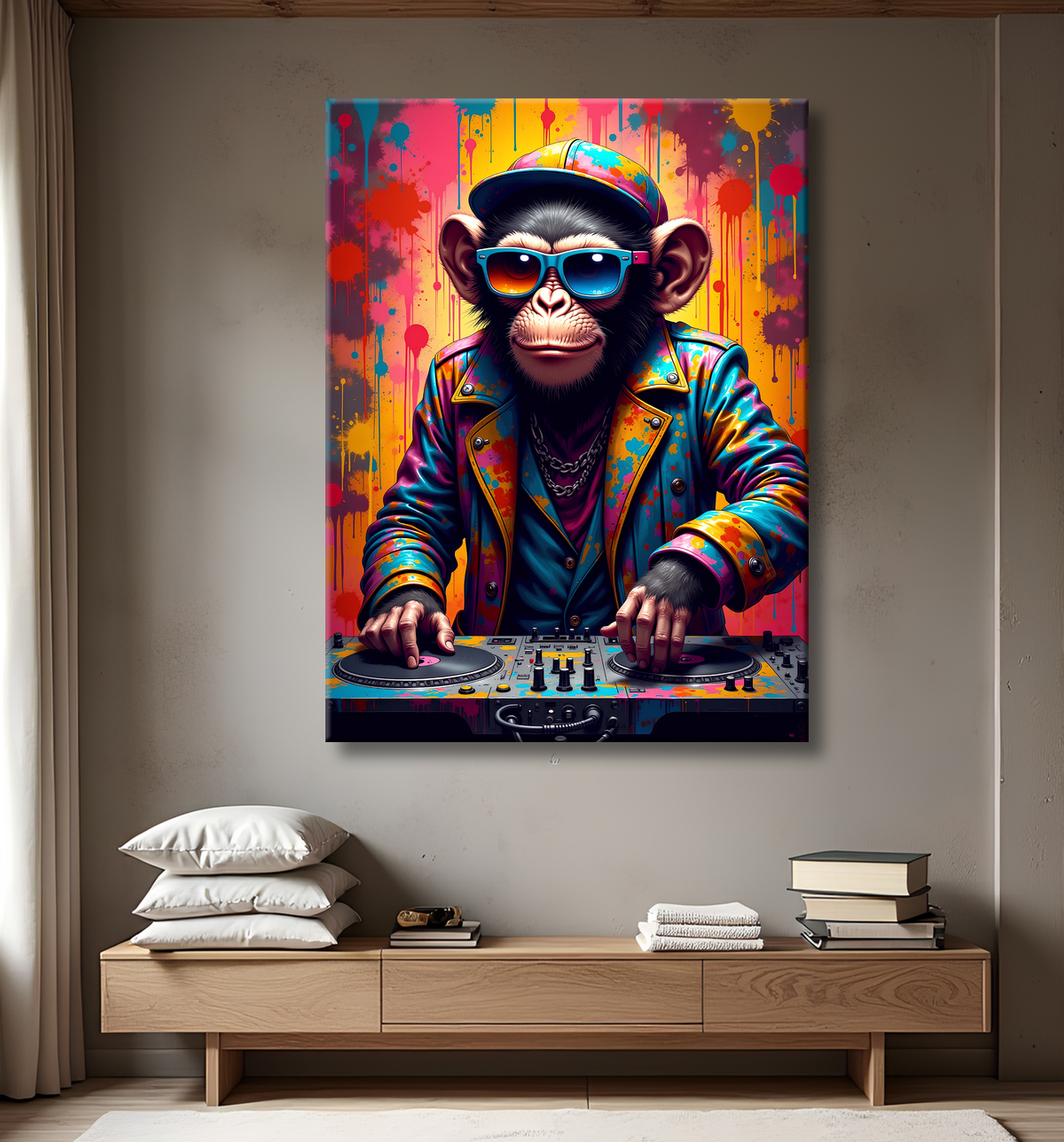 Tableau singe graffiti - Décoration urbaine et colorée avec decor