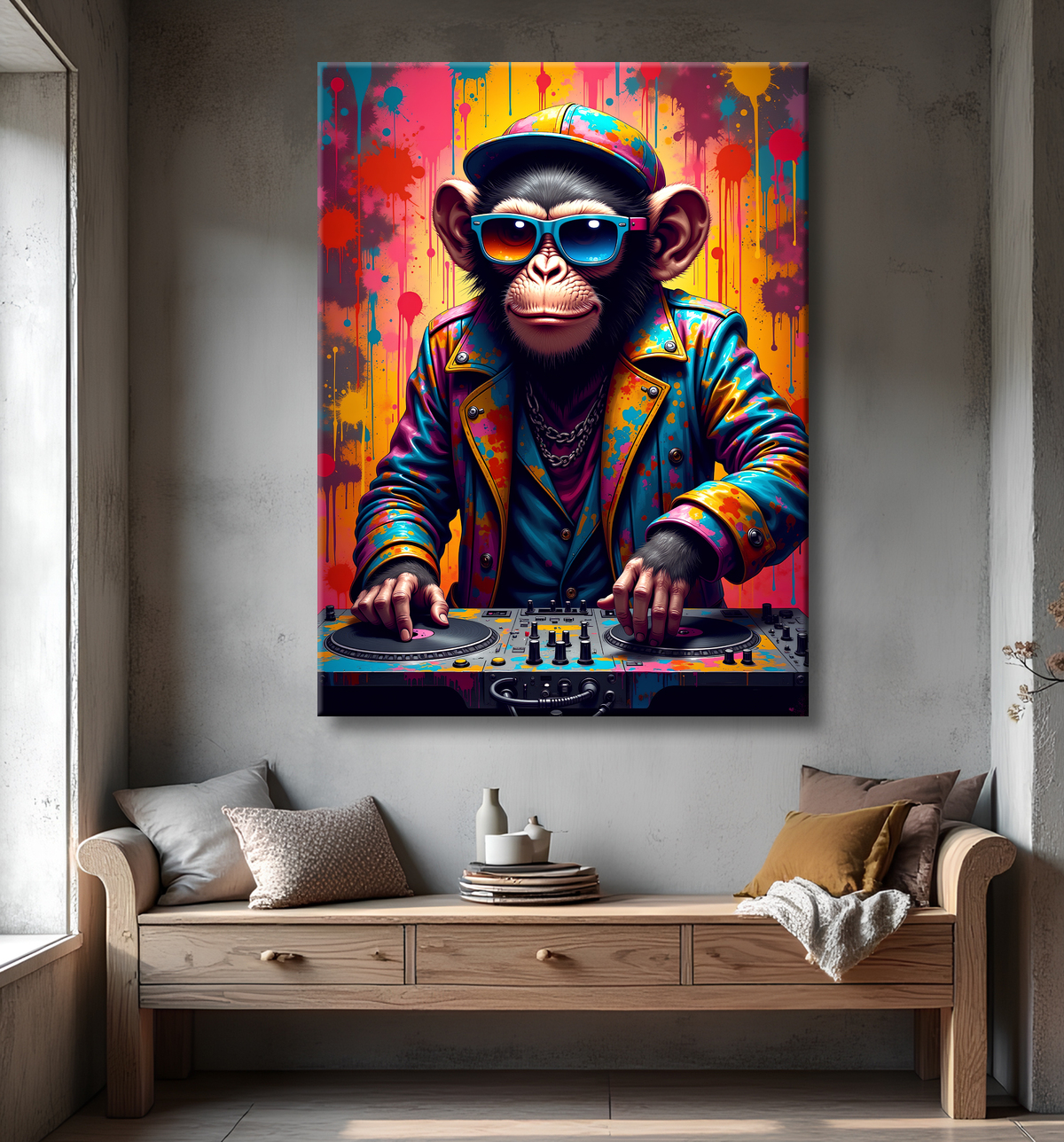 Tableau singe graffiti - Décoration urbaine et colorée avec decor
