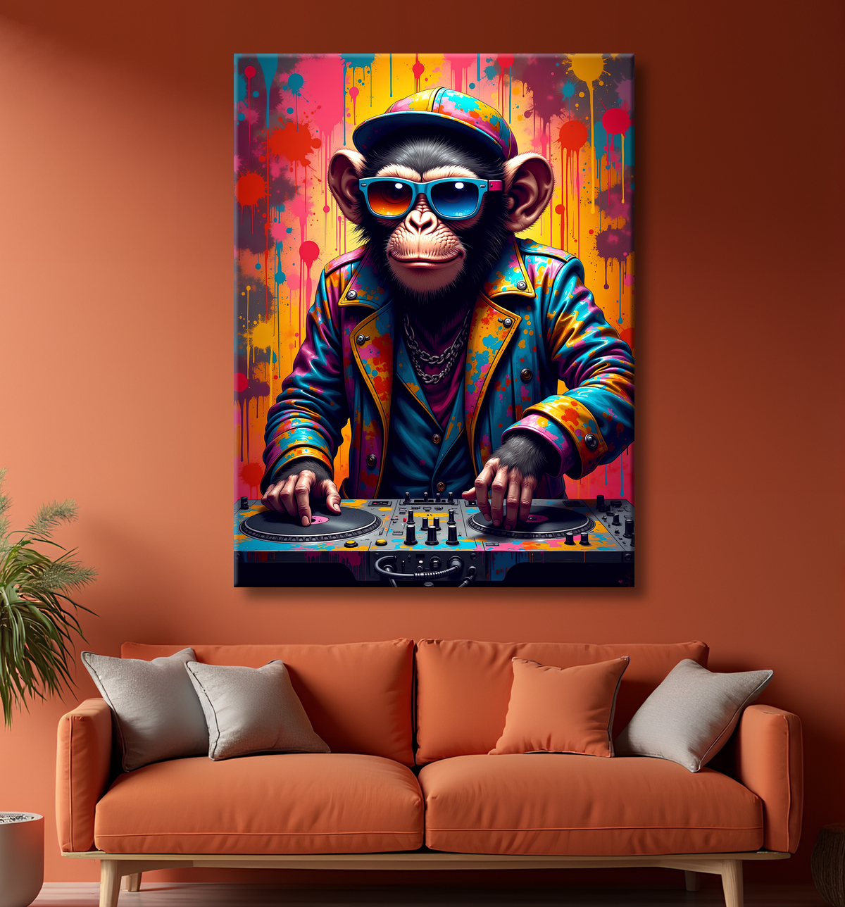 Tableau singe graffiti - Décoration urbaine et colorée avec decor