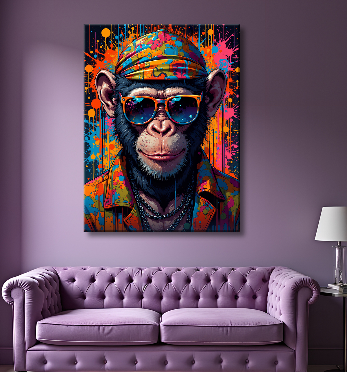 Tableau singe graffiti - Décoration urbaine et colorée avec decor