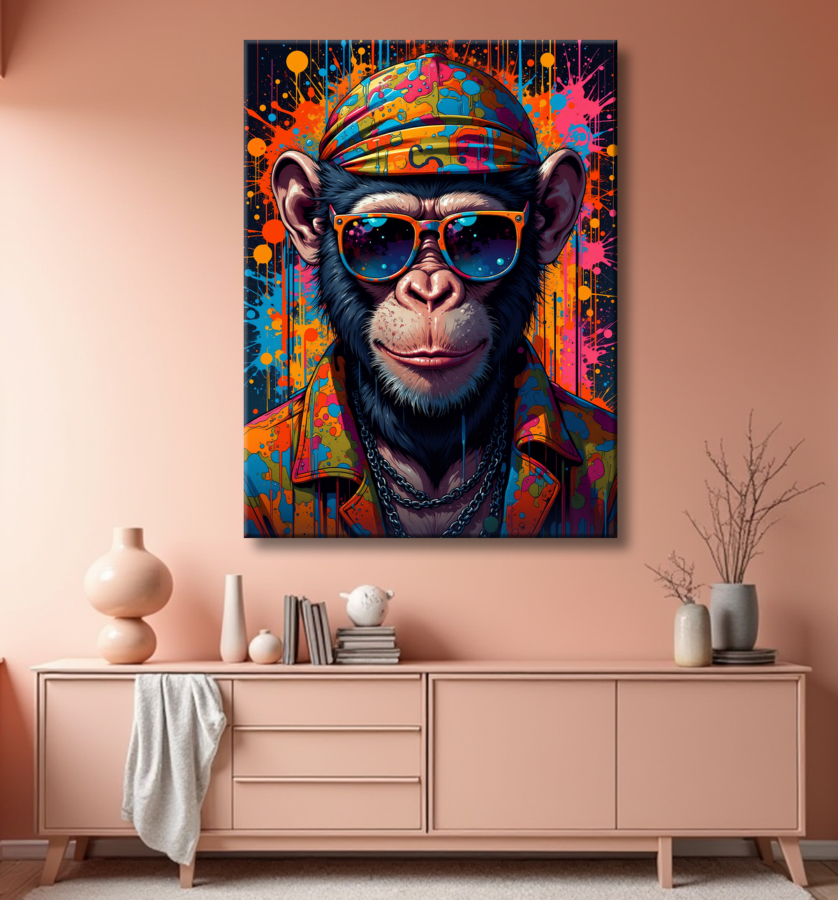 Tableau singe graffiti - Décoration urbaine et colorée avec decor