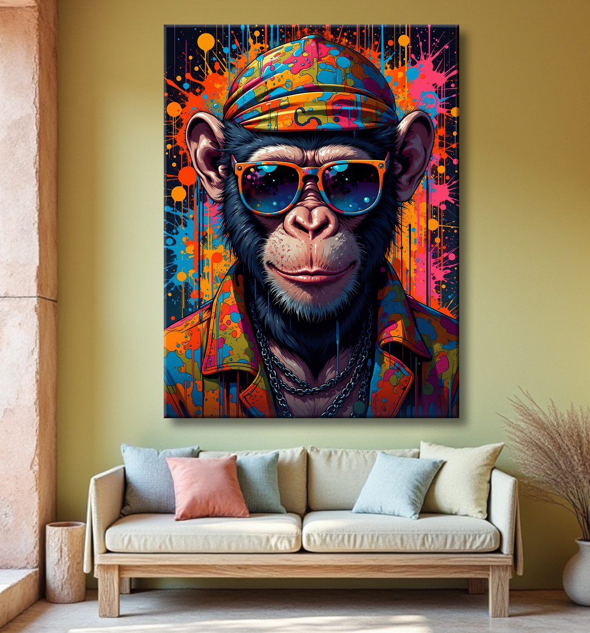 Tableau singe graffiti - Décoration urbaine et colorée avec decor