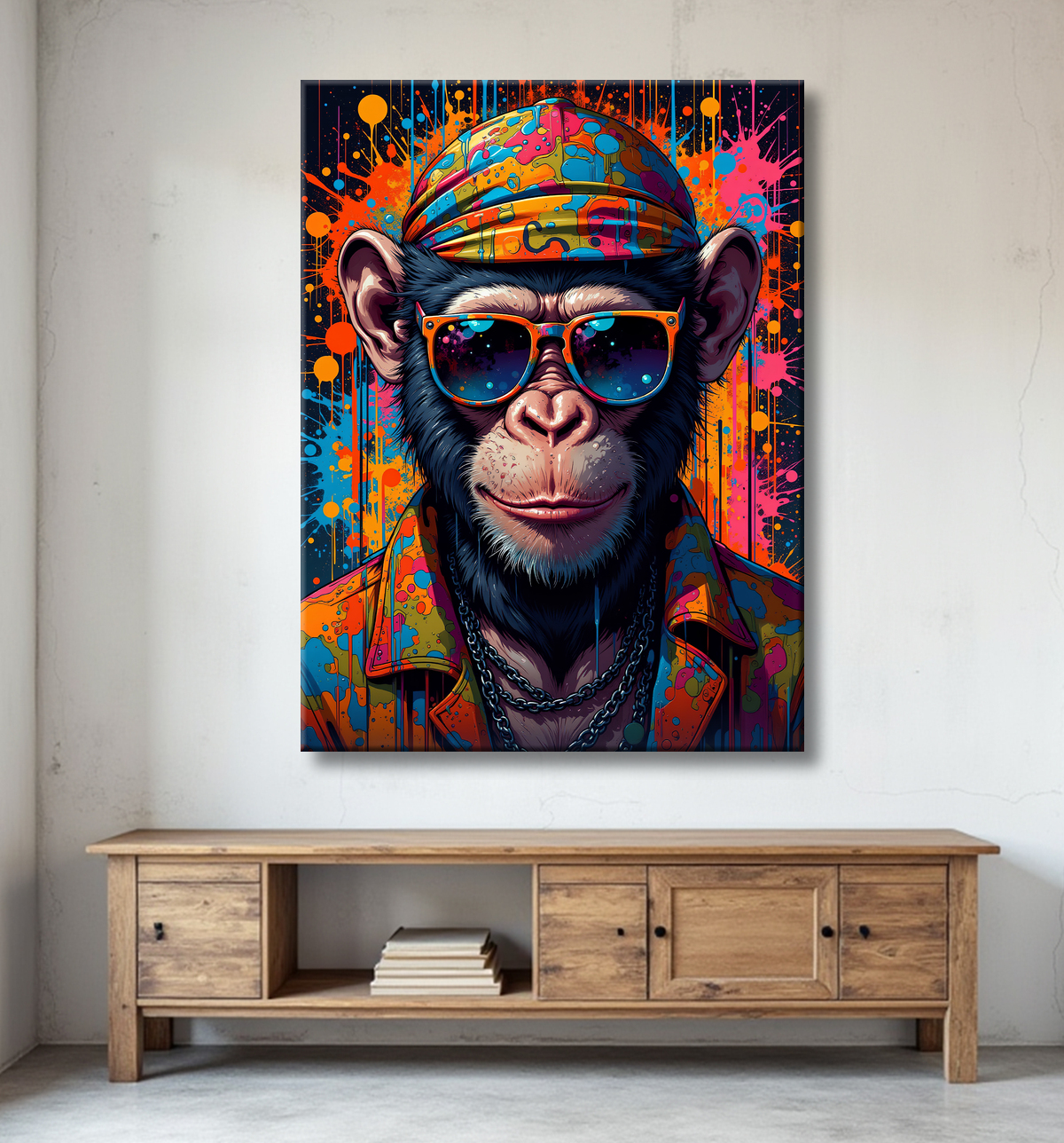 Tableau singe graffiti - Décoration urbaine et colorée avec decor