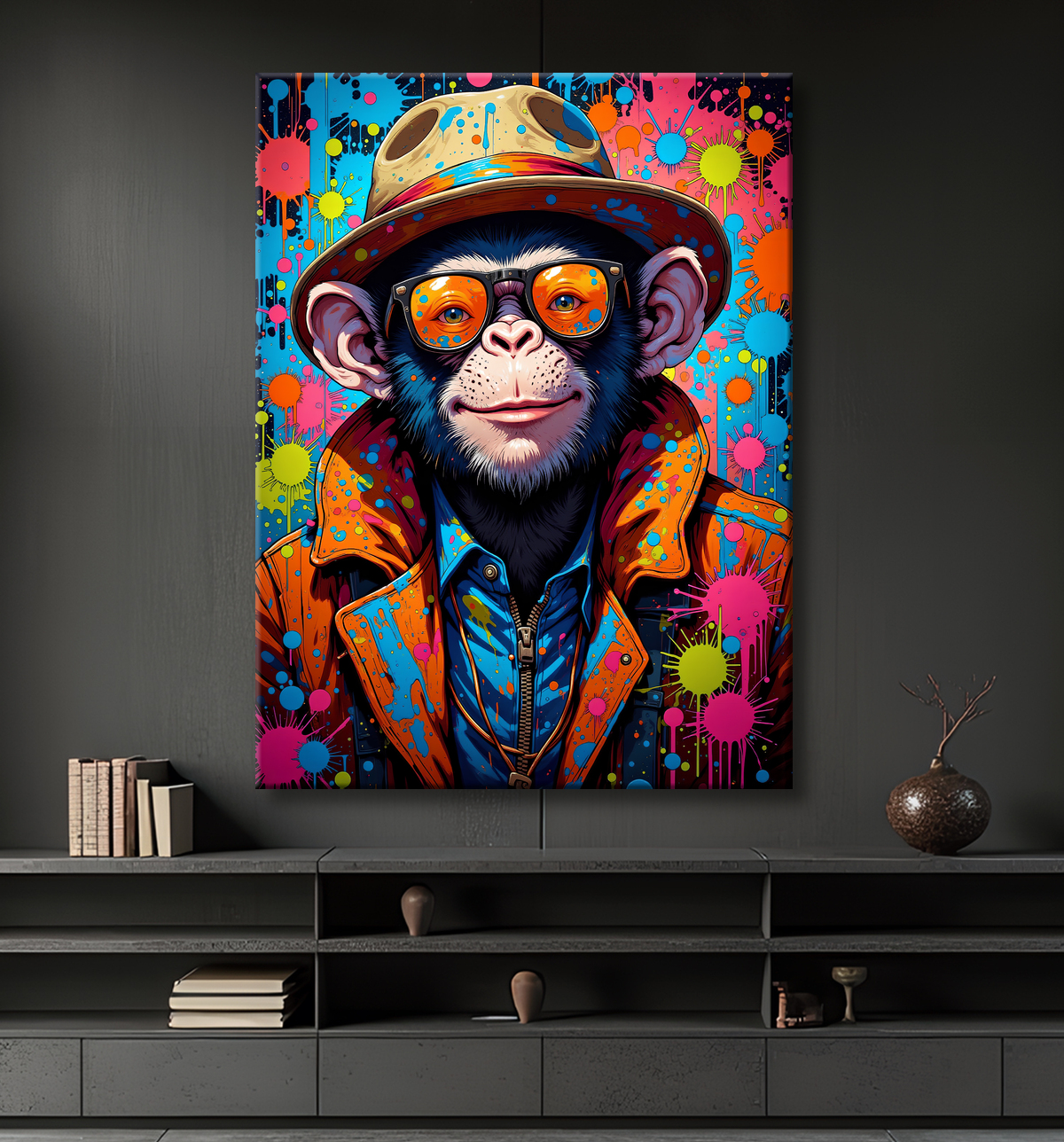 Tableau singe graffiti - Décoration urbaine et colorée avec decor