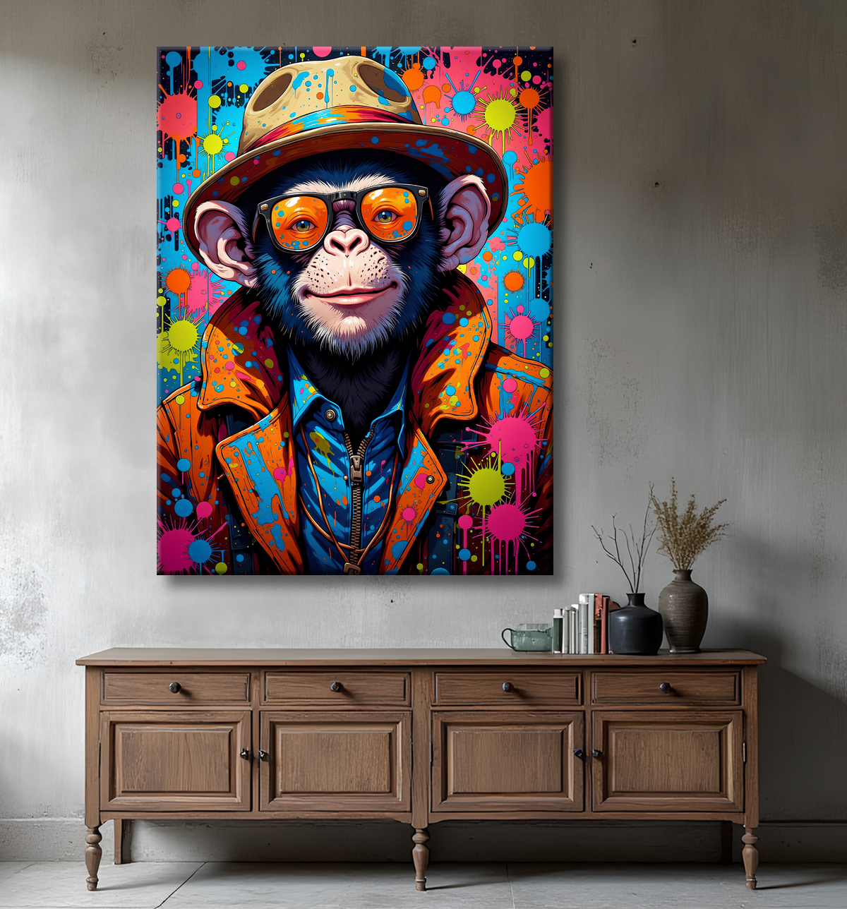 Tableau singe graffiti - Décoration urbaine et colorée avec decor