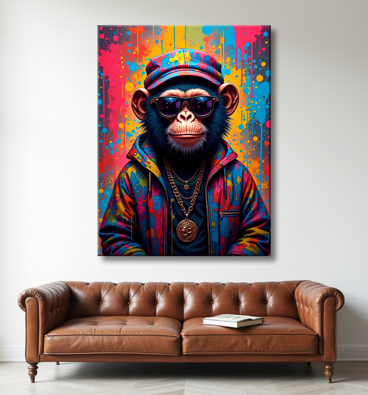 Tableau singe graffiti - Décoration urbaine et colorée avec decor
