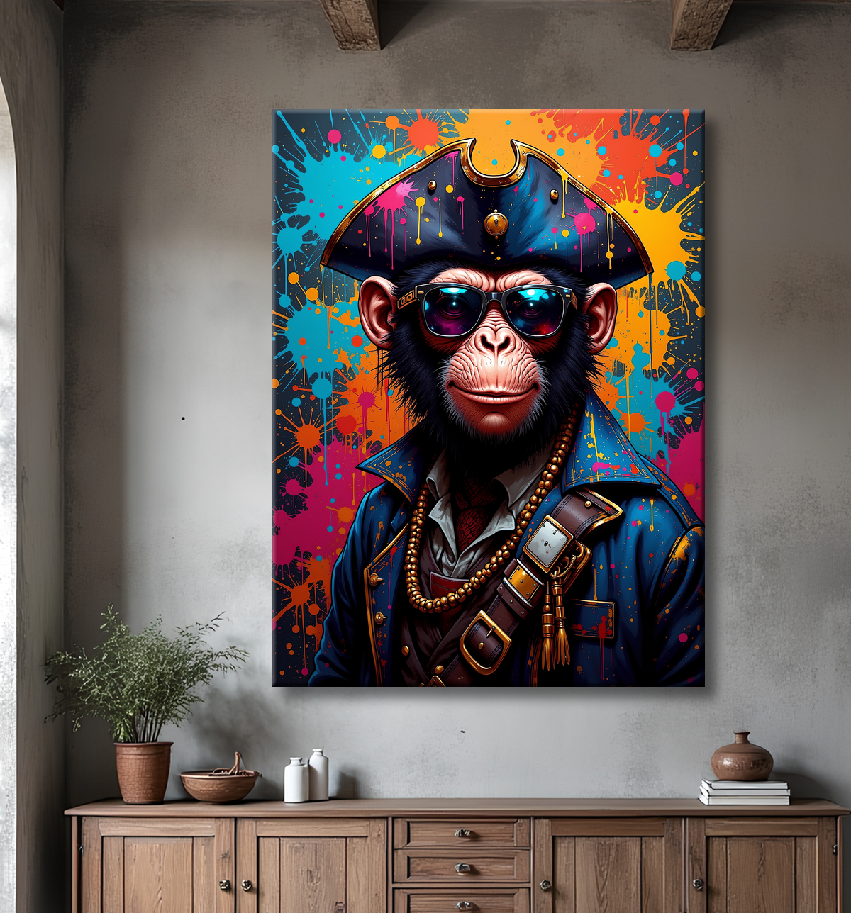 Tableau singe graffiti - Décoration urbaine et colorée avec decor