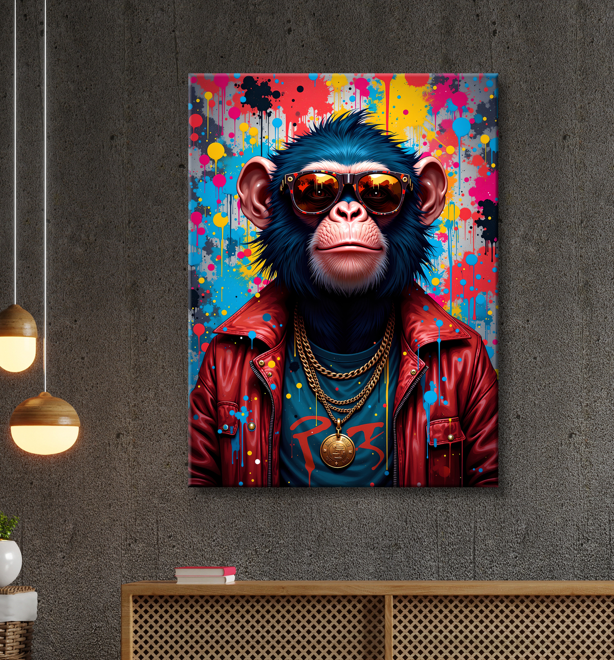 Tableau singe graffiti - Décoration urbaine et colorée avec decor