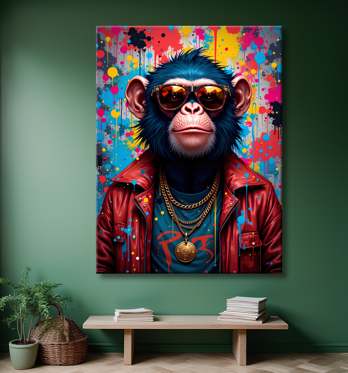 Tableau singe graffiti - Décoration urbaine et colorée avec decor