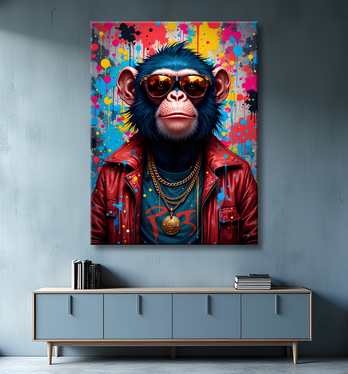 Tableau singe graffiti - Décoration urbaine et colorée avec decor