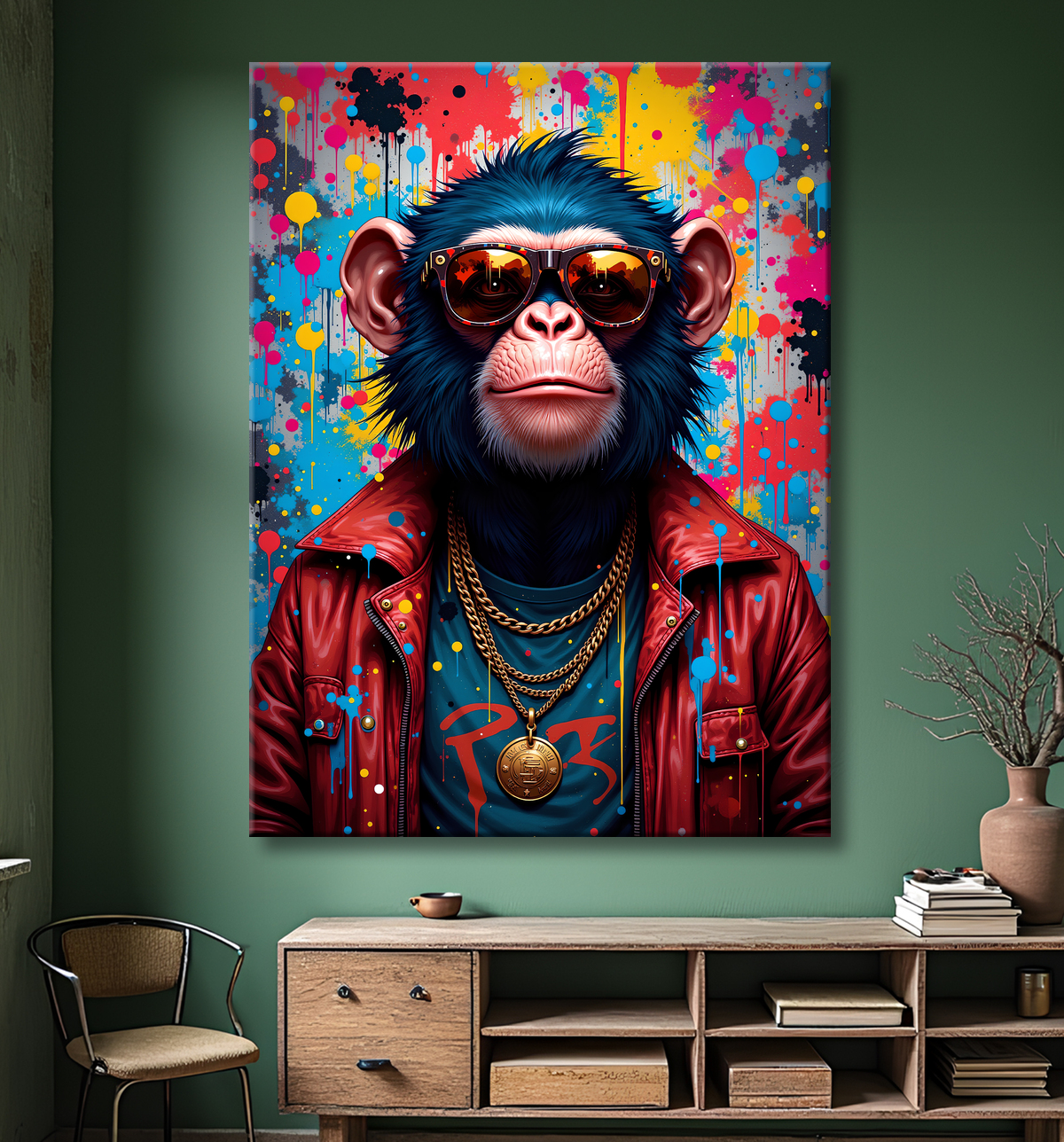 Tableau singe graffiti - Décoration urbaine et colorée avec decor