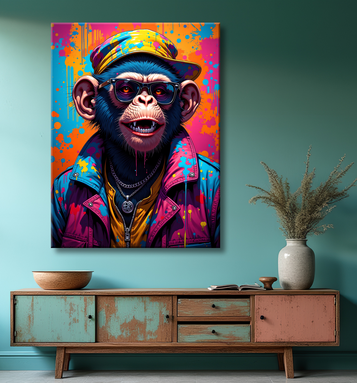 Tableau singe graffiti - Décoration urbaine et colorée avec decor