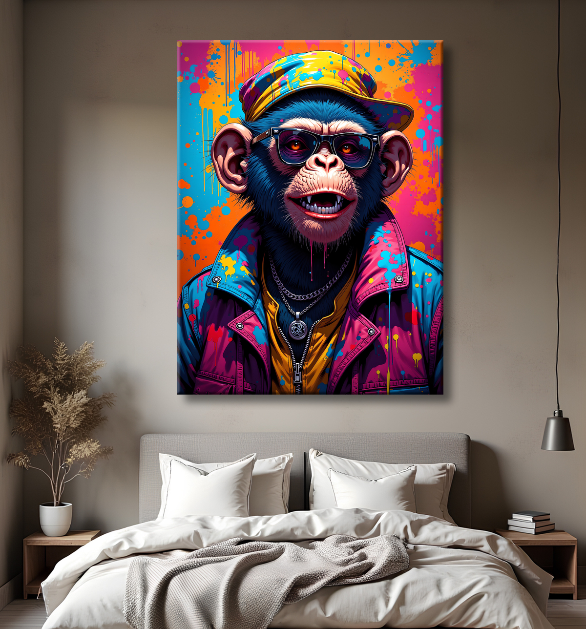 Tableau singe graffiti - Décoration urbaine et colorée avec decor