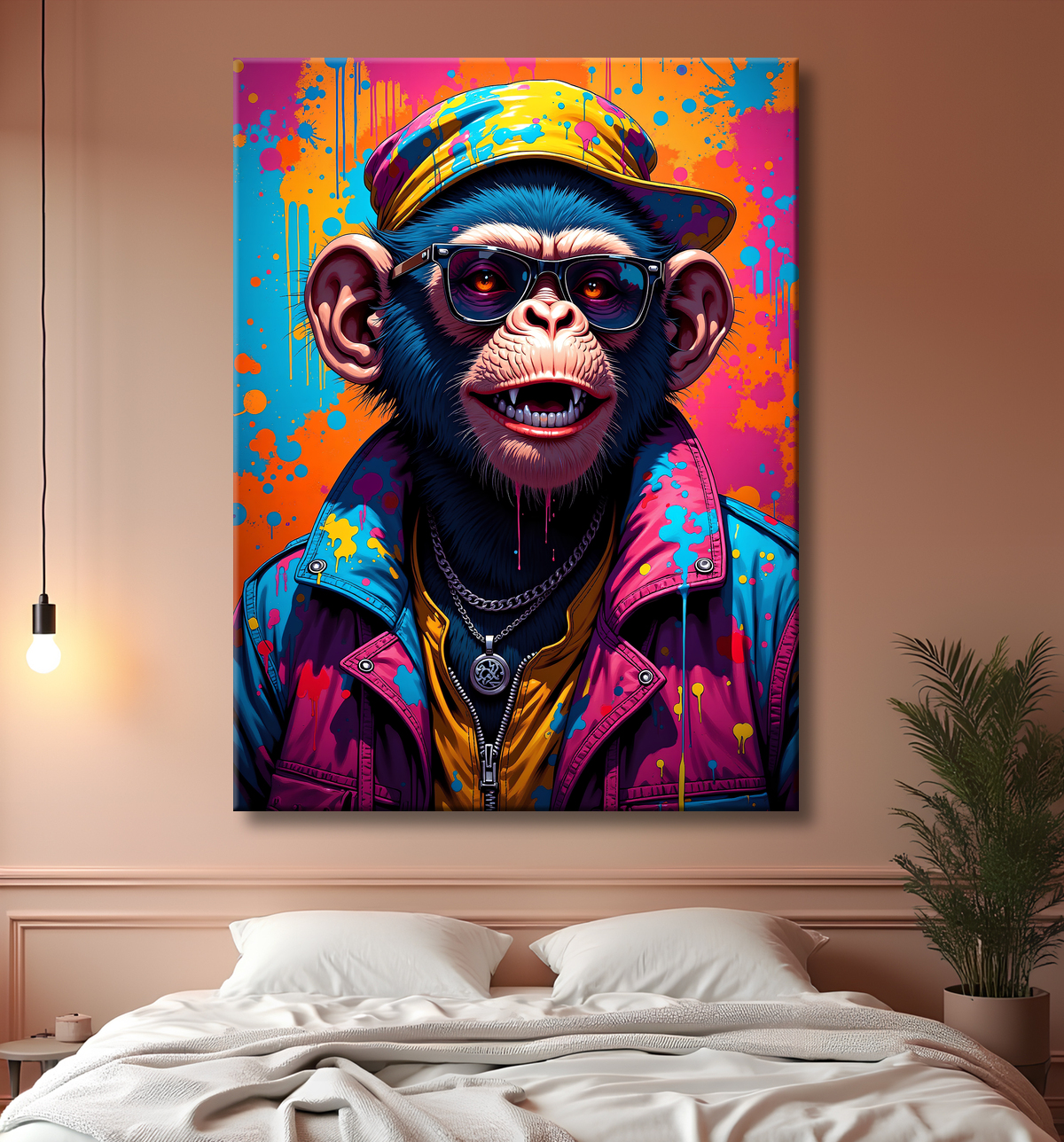 Tableau singe graffiti - Décoration urbaine et colorée avec decor