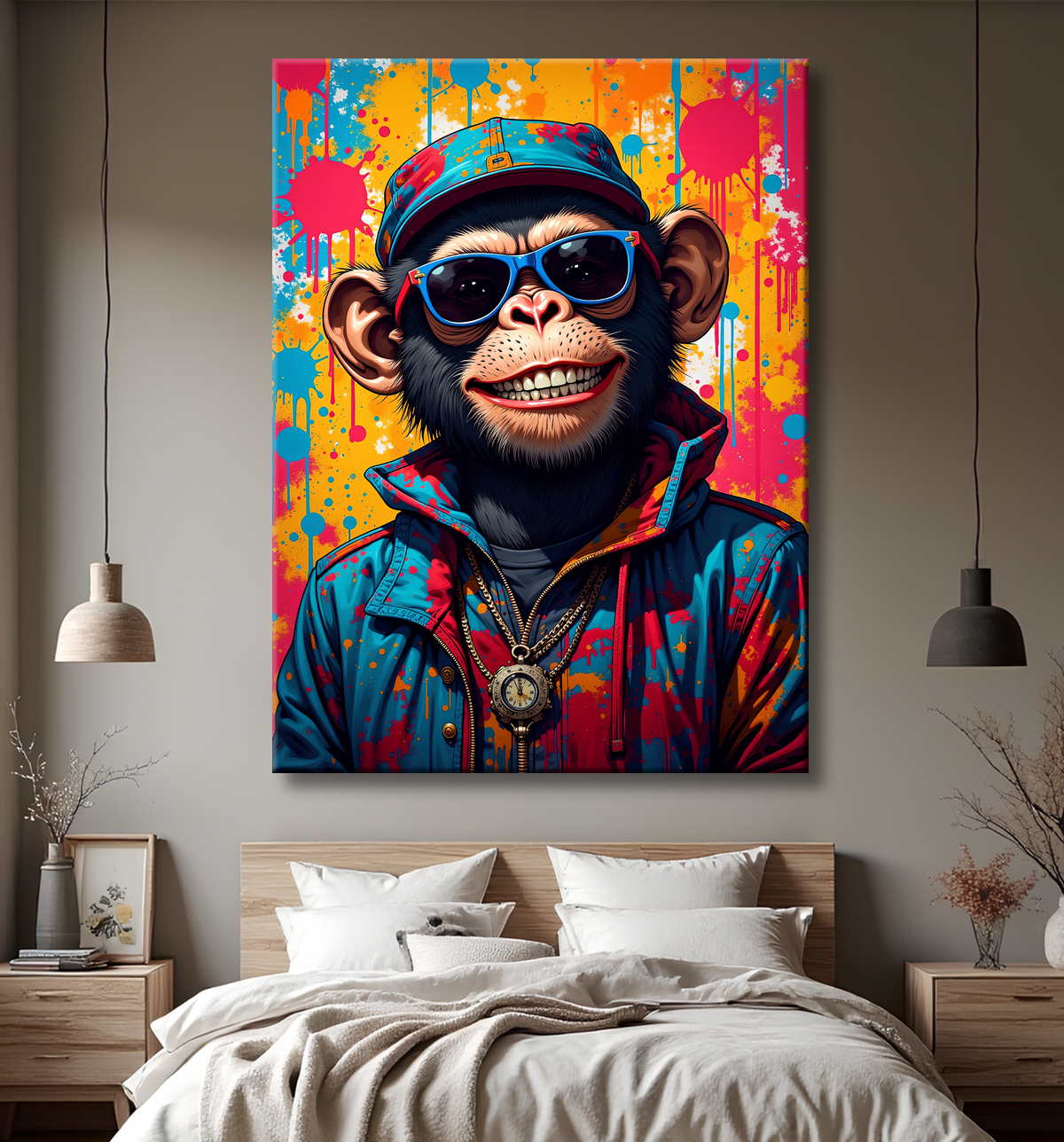 Tableau singe graffiti - Décoration urbaine et colorée avec decor