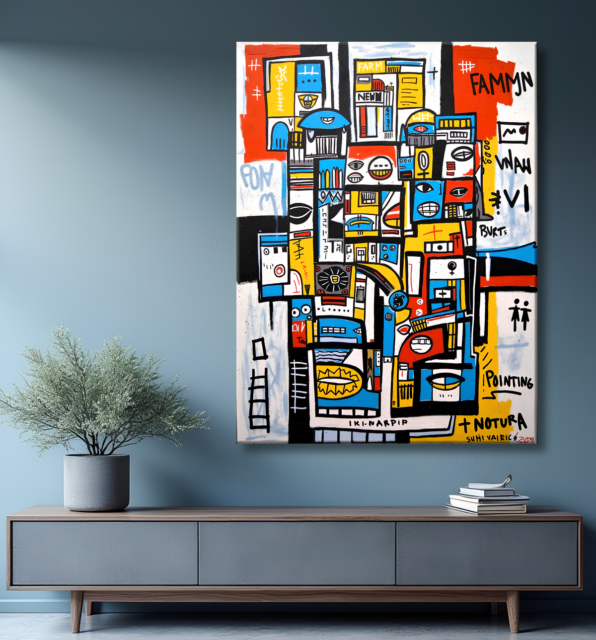 Tableau Street Art inspiration Basquiat avec decor