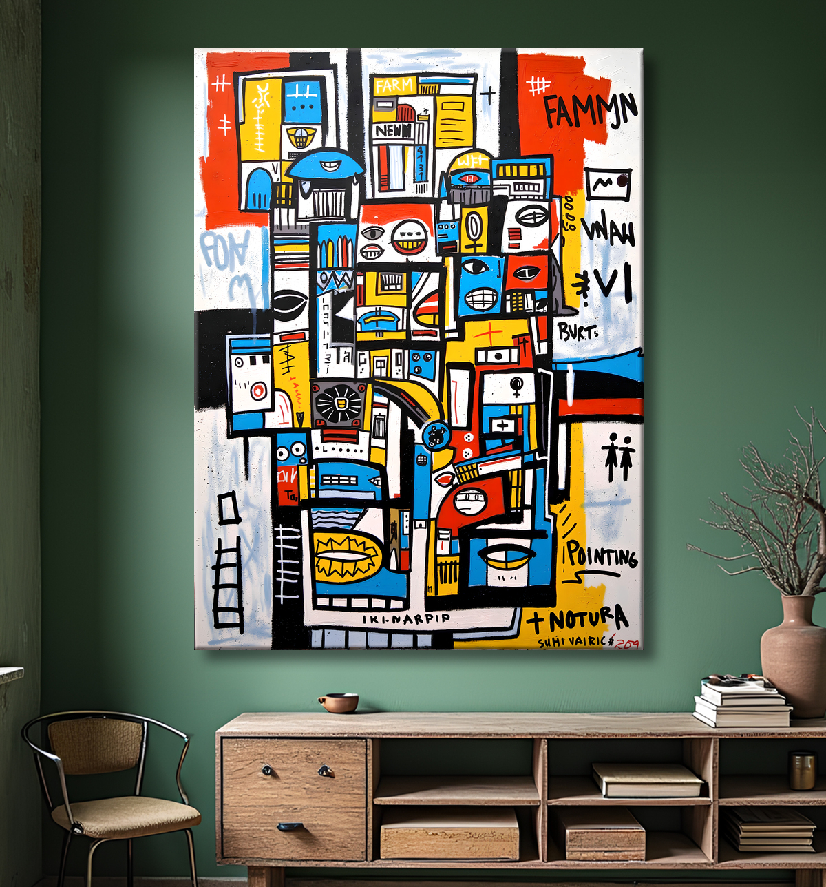 Tableau Street Art inspiration Basquiat avec decor