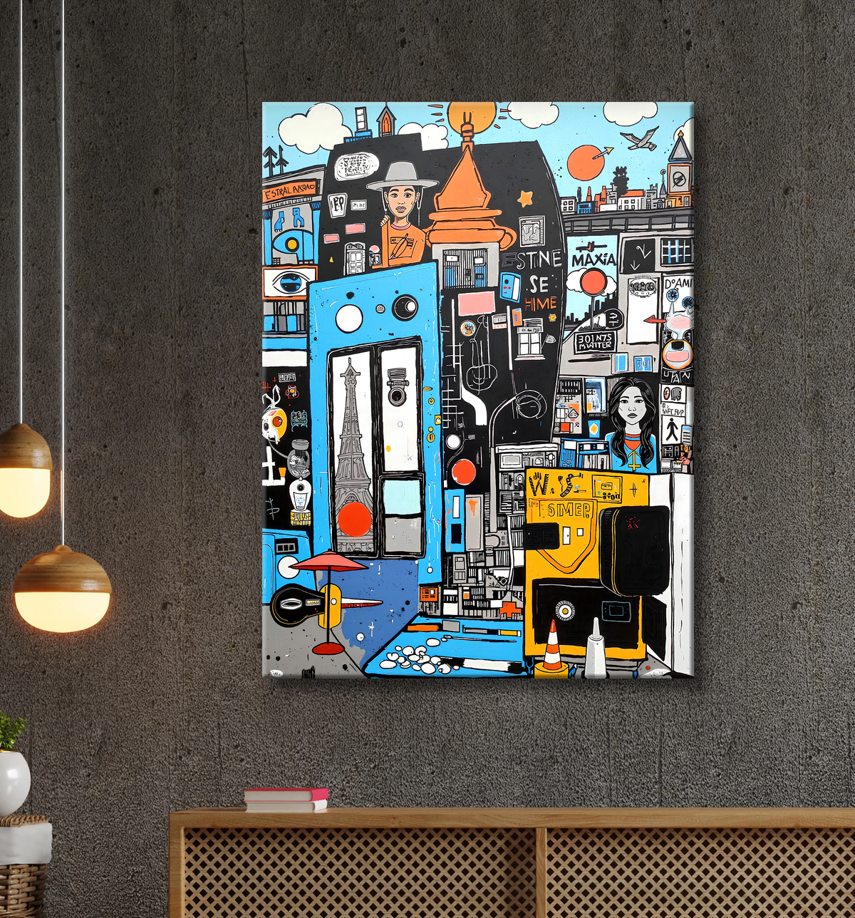 Tableau Street Art inspiration Basquiat avec decor