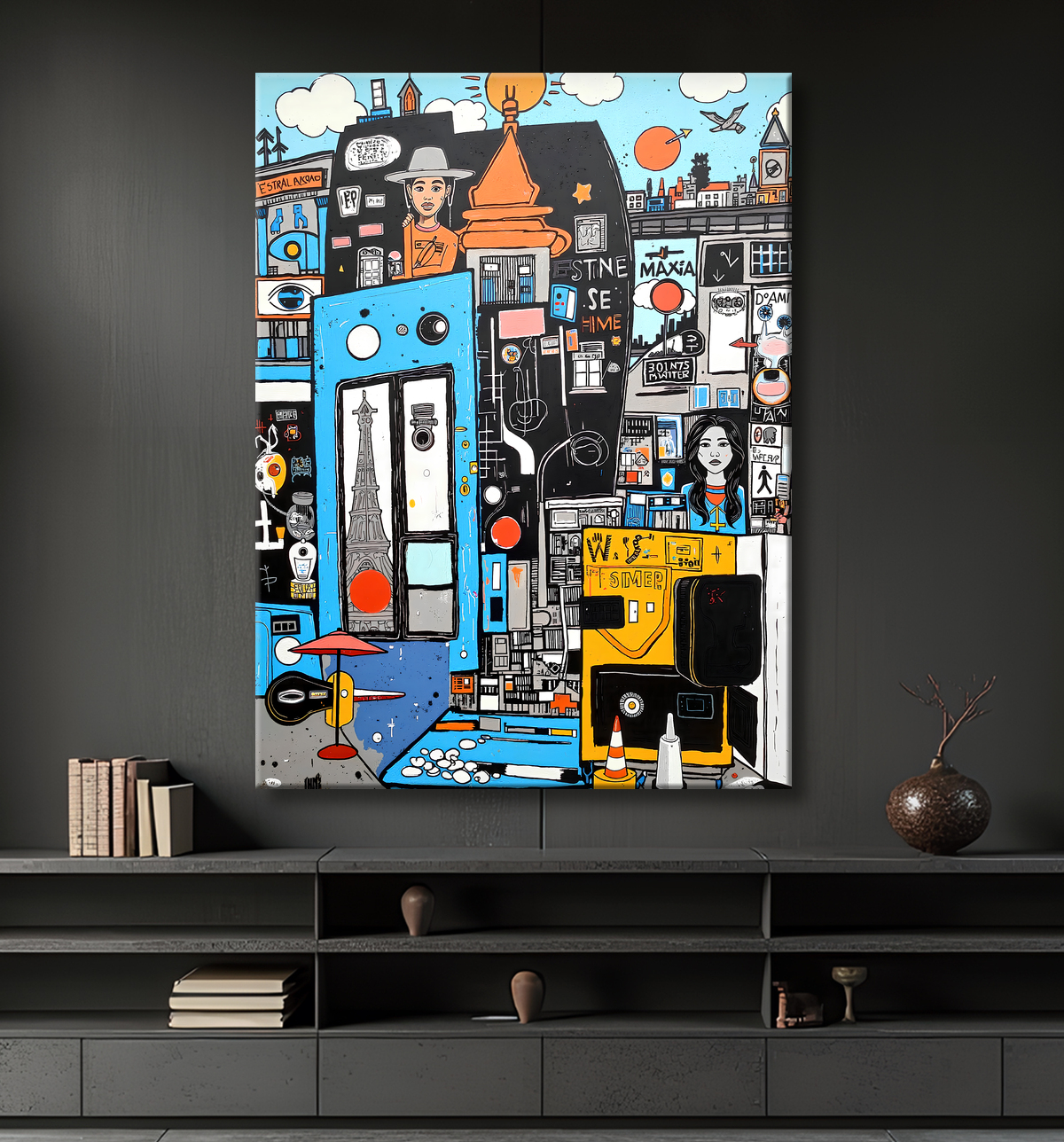 Tableau Street Art inspiration Basquiat avec decor
