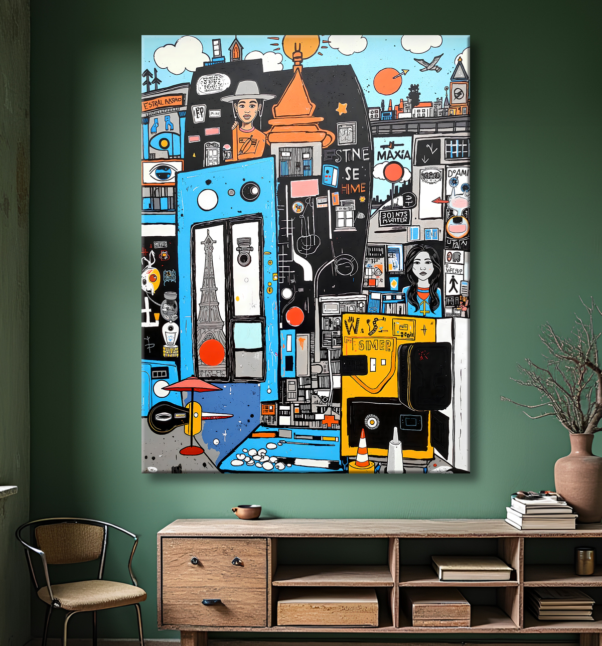Tableau Street Art inspiration Basquiat avec decor