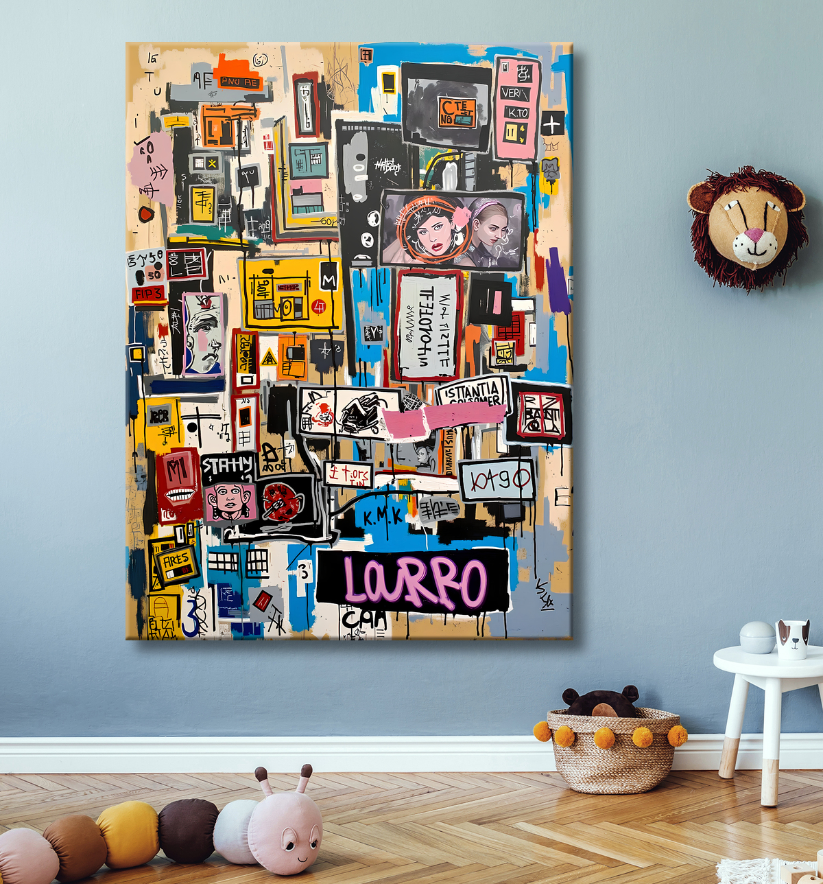 Tableau Street Art inspiration Basquiat avec decor