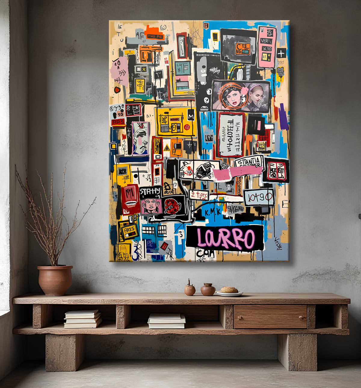 Tableau Street Art inspiration Basquiat avec decor