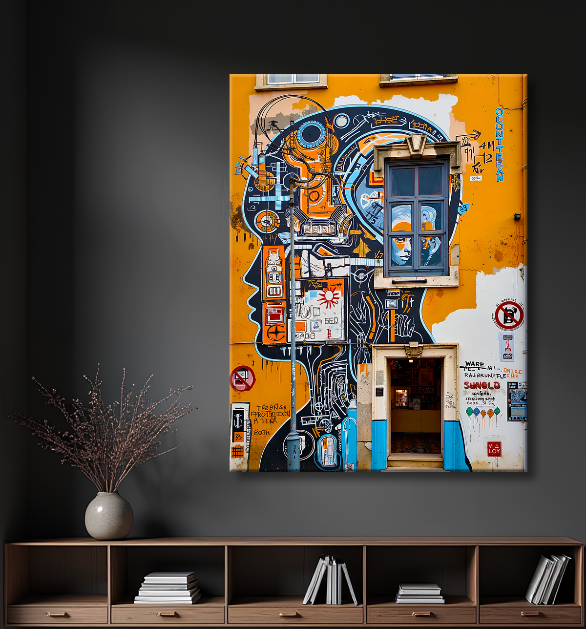 Tableau Street Art inspiration Basquiat avec decor
