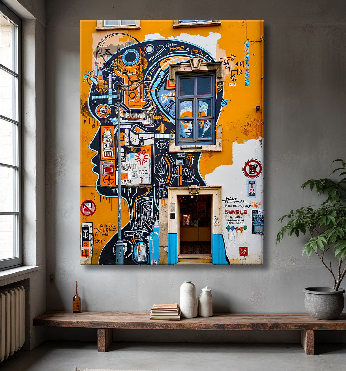 Tableau Street Art inspiration Basquiat avec decor