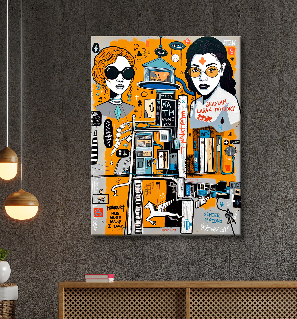 Tableau Street Art inspiration Basquiat avec decor