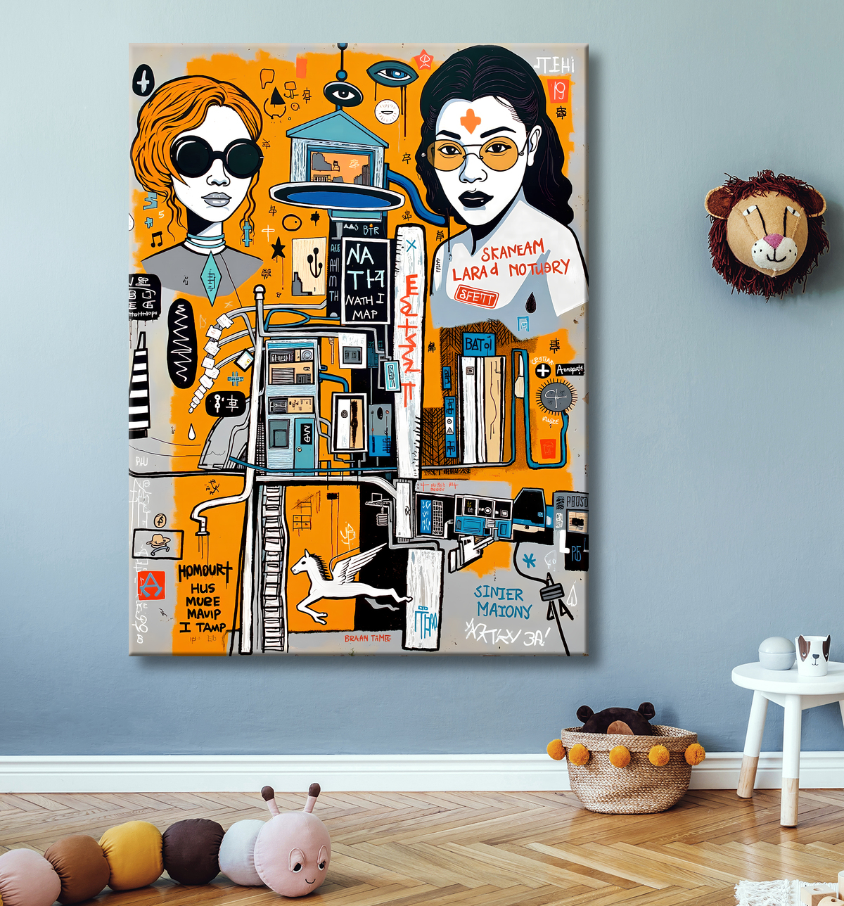 Tableau Street Art inspiration Basquiat avec decor