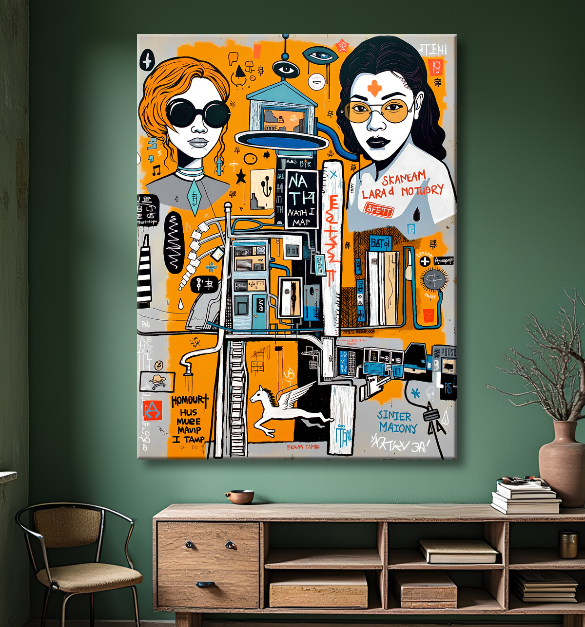 Tableau Street Art inspiration Basquiat avec decor