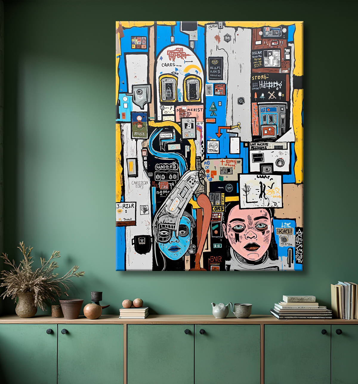 Tableau Street Art inspiration Basquiat avec decor